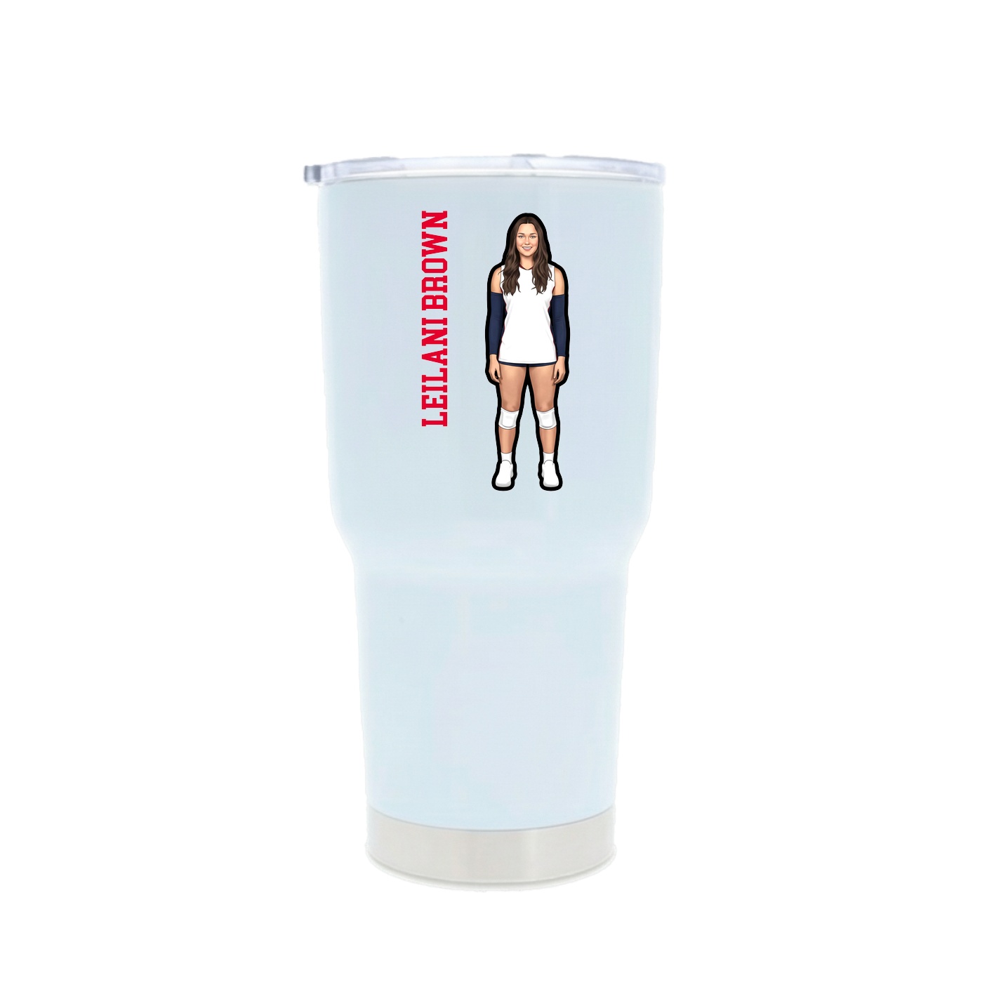 30oz Stainless Steel Tumbler — Name Vertical in White