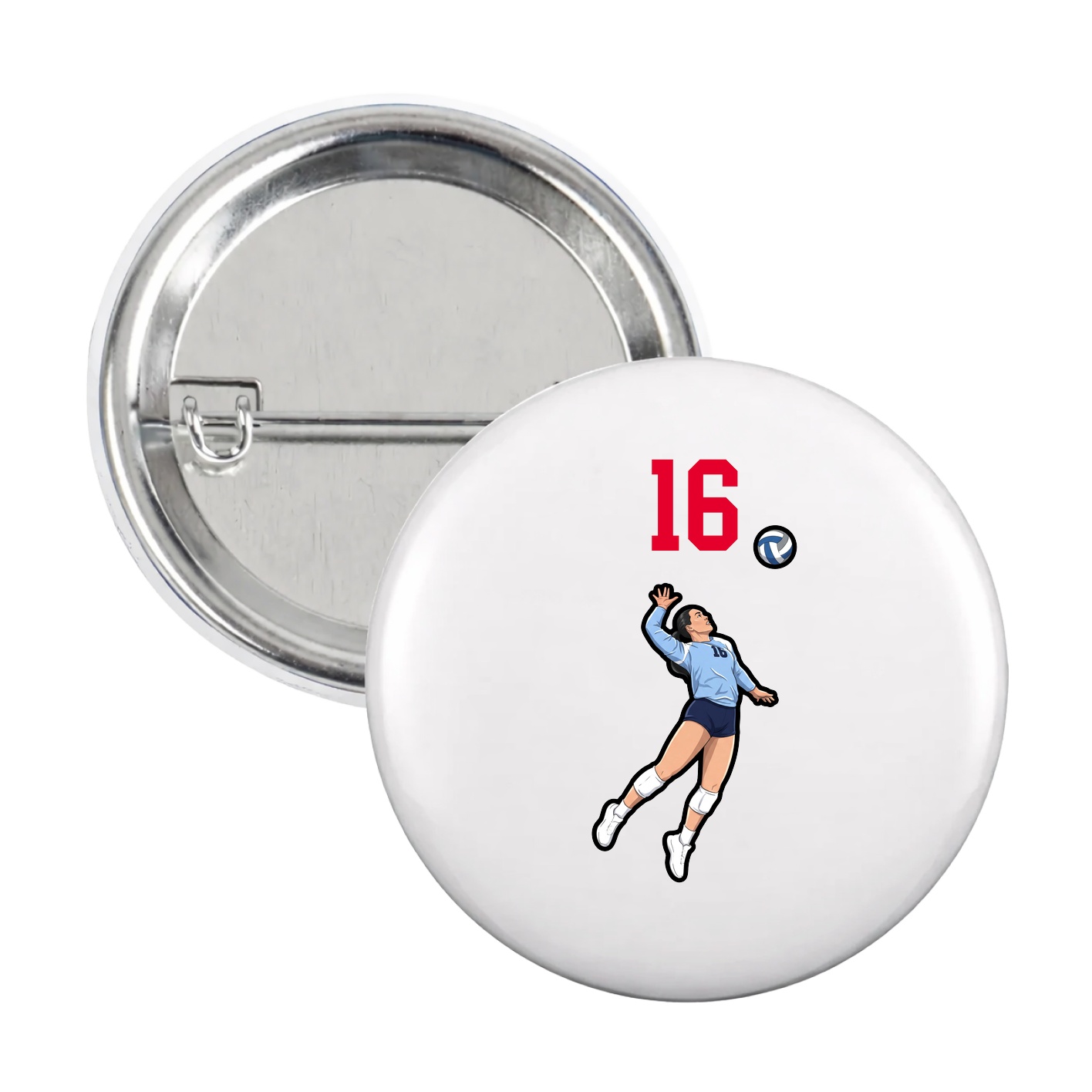 Game Day Button — Number Top in White
