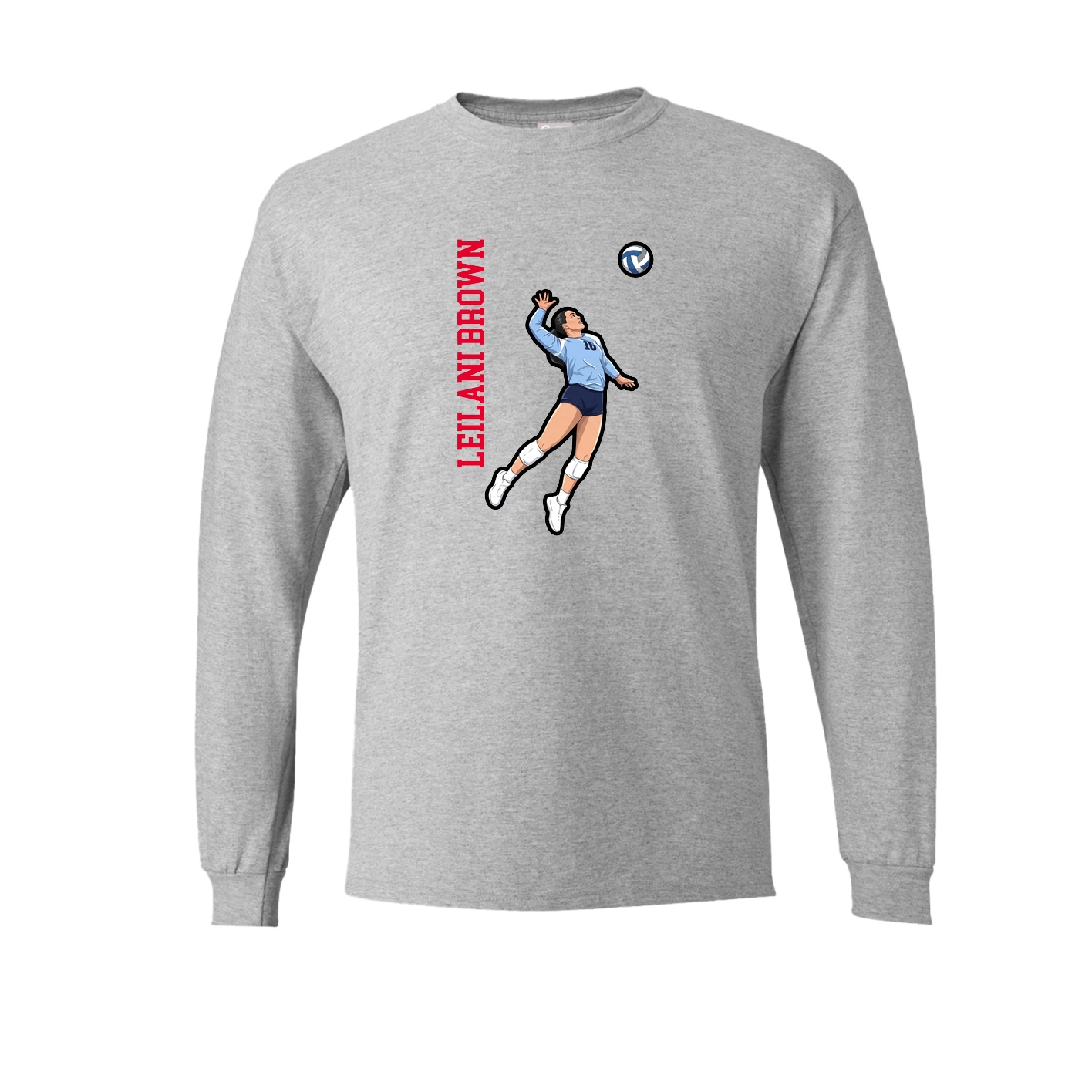 Long Sleeve Tee — Name Vertical in Grey