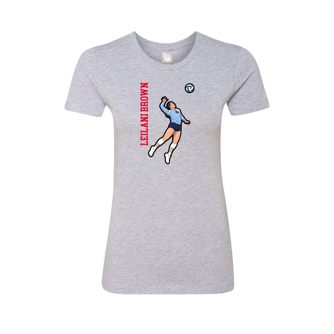 Fitted Women's Tee — Name Vertical in Grey