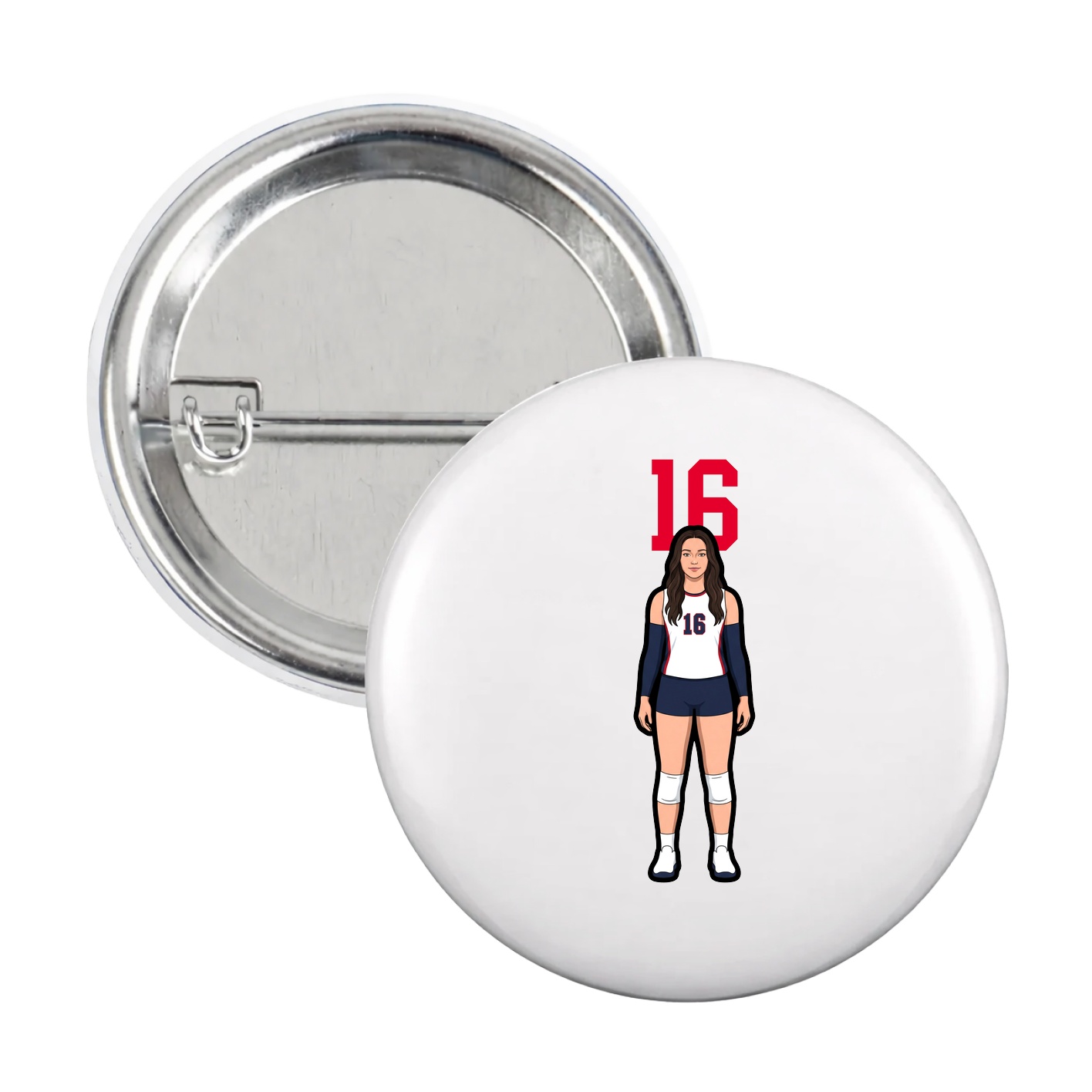 Game Day Button — Number Top in White