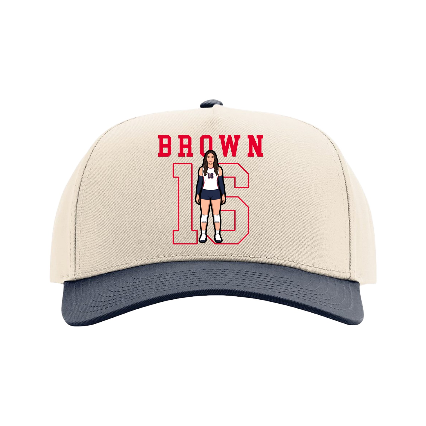 Full Fabric Five-Panel Champ Cap — Shirsey in Cream/Navy
