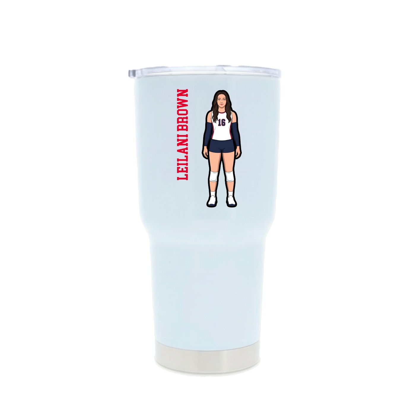 30oz Stainless Steel Tumbler — Name Vertical in White
