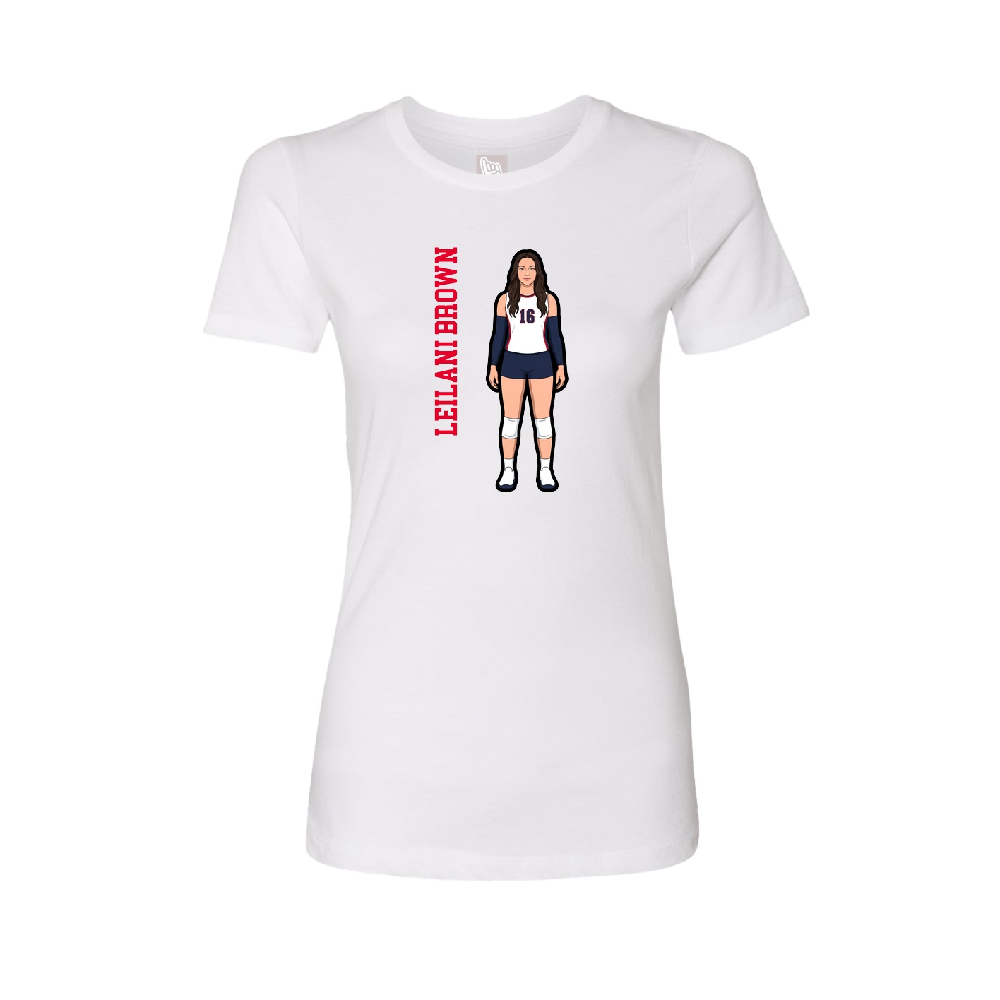 Fitted Women's Tee — Name Vertical in White
