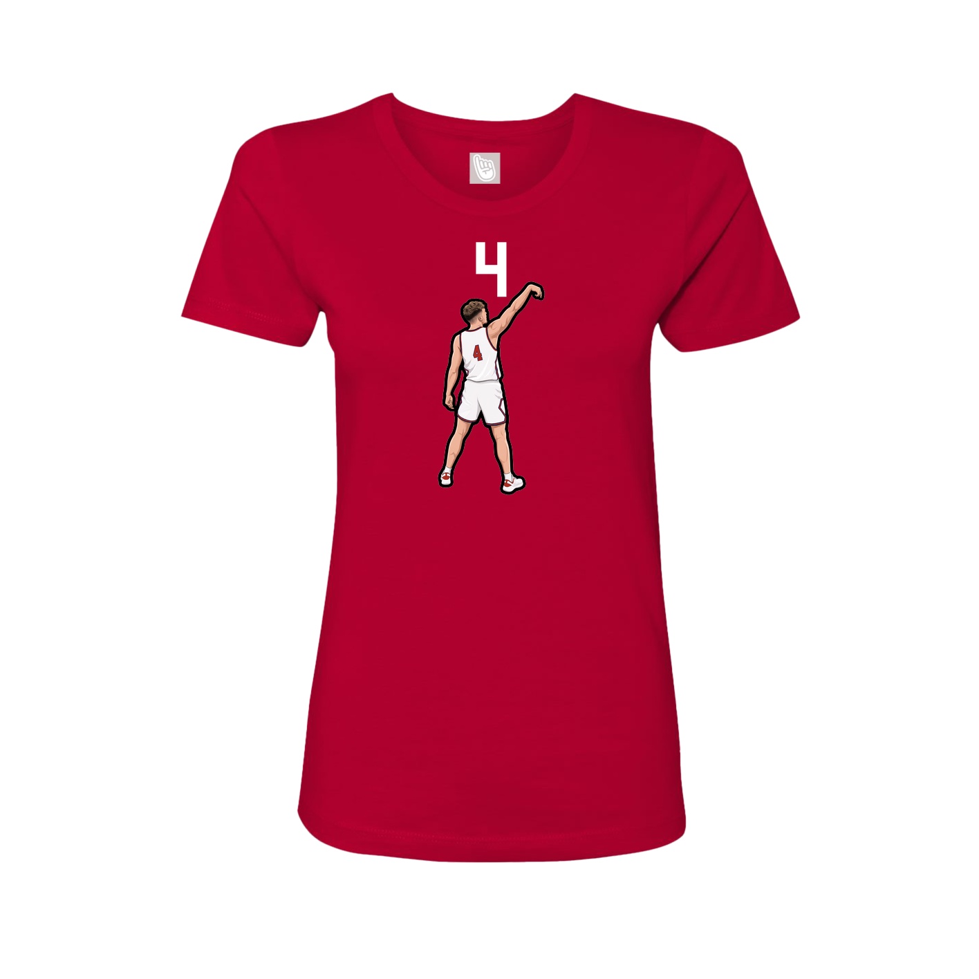 Fitted Women's Tee — Number Top in Red