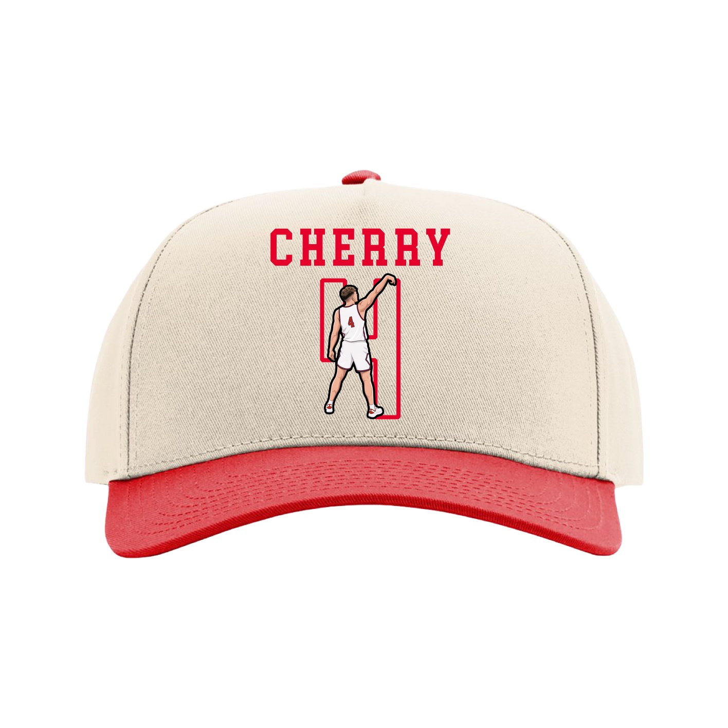 Full Fabric Five-Panel Champ Cap — Shirsey in Cream/Red