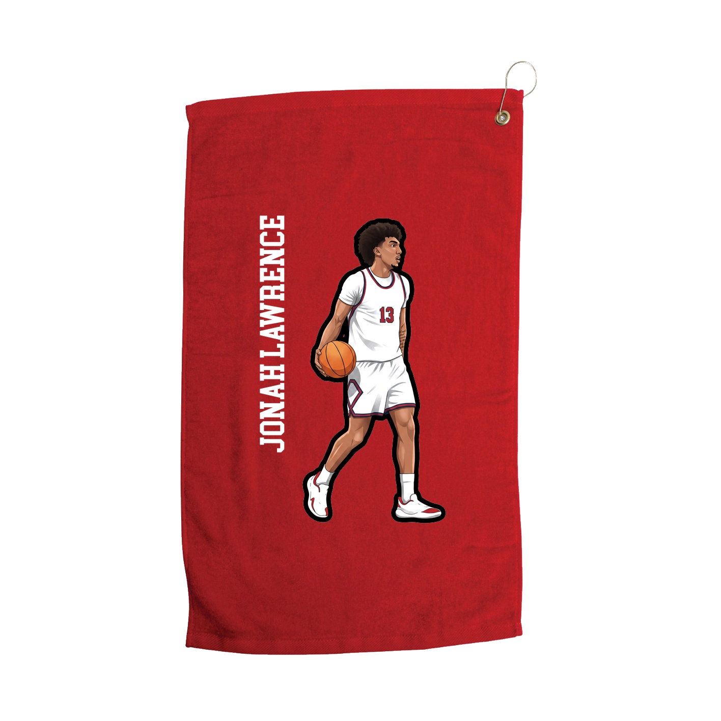 Golf Towel — Name Vertical in Red