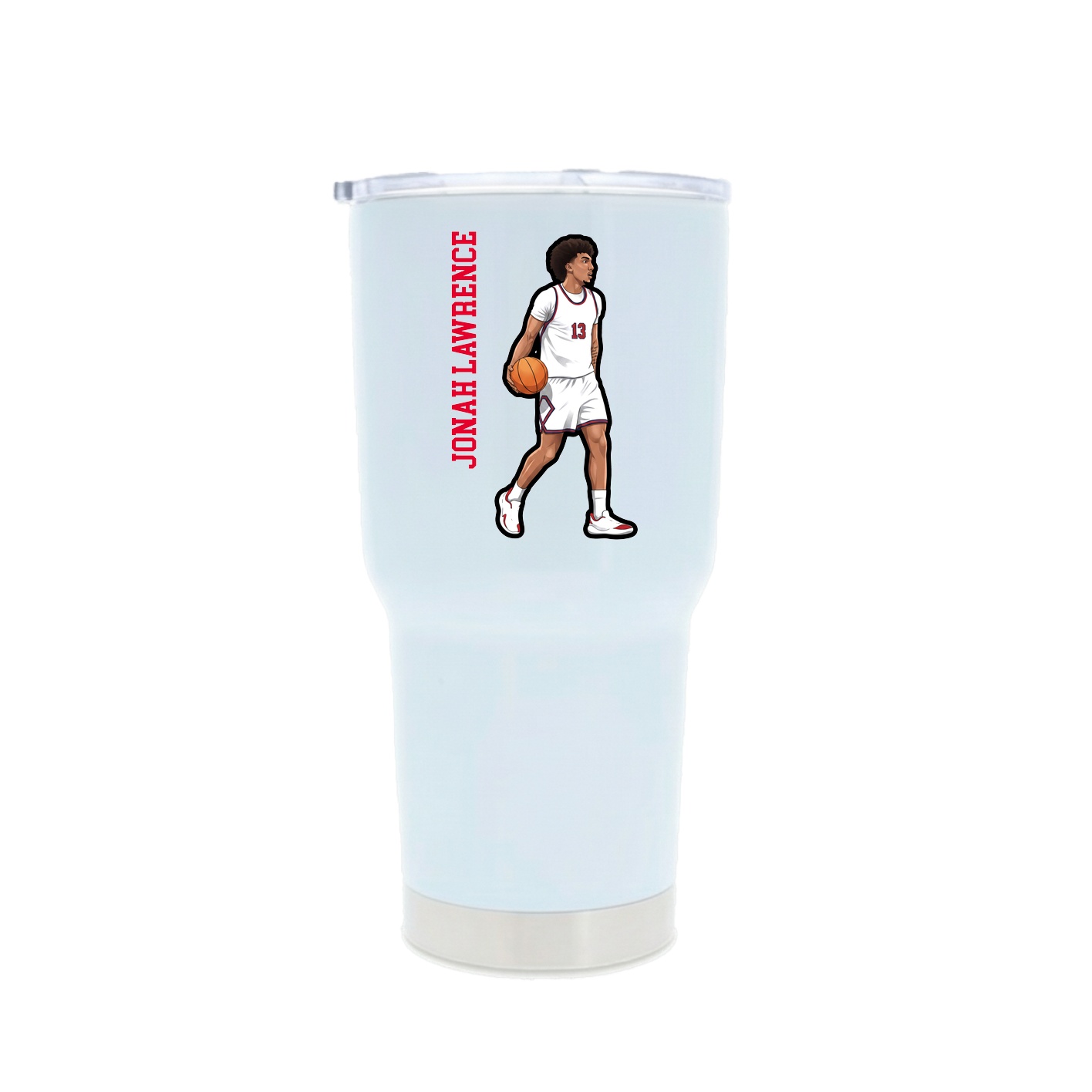 30oz Stainless Steel Tumbler — Name Vertical in White