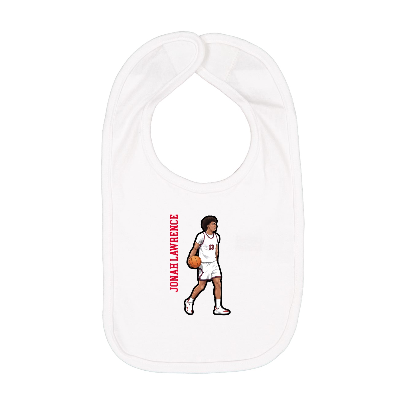 Infant Bib — Name Vertical in White