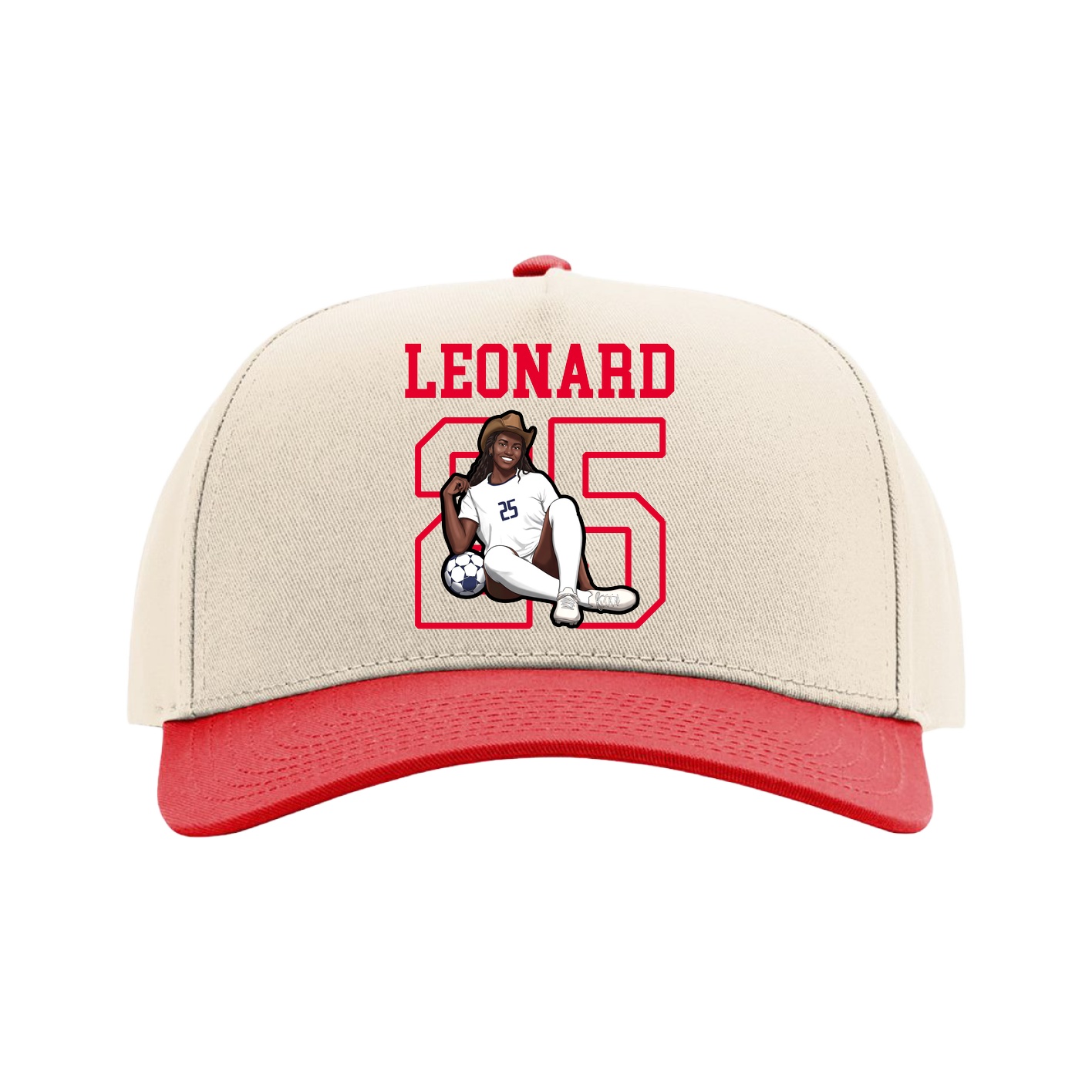Full Fabric Five-Panel Champ Cap — Shirsey in Cream/Red