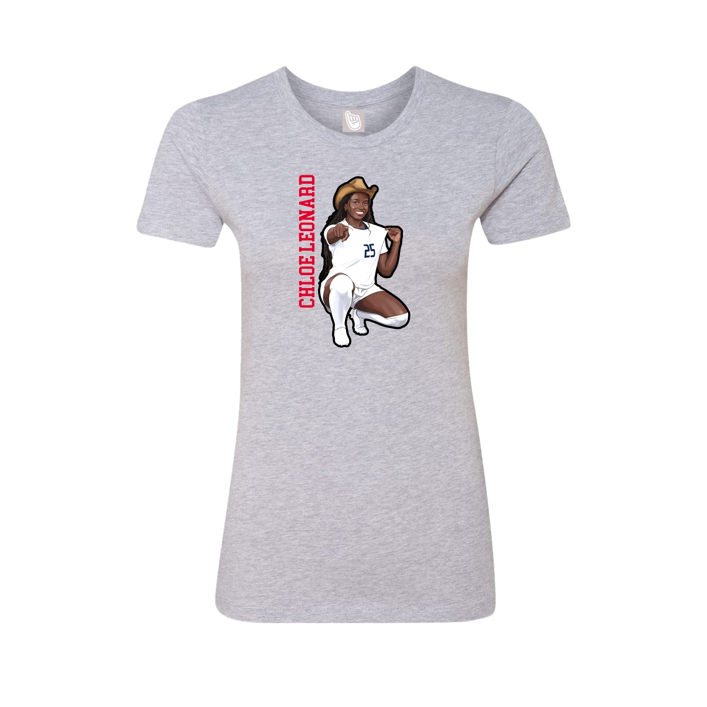 Fitted Women's Tee — Name Vertical in Grey