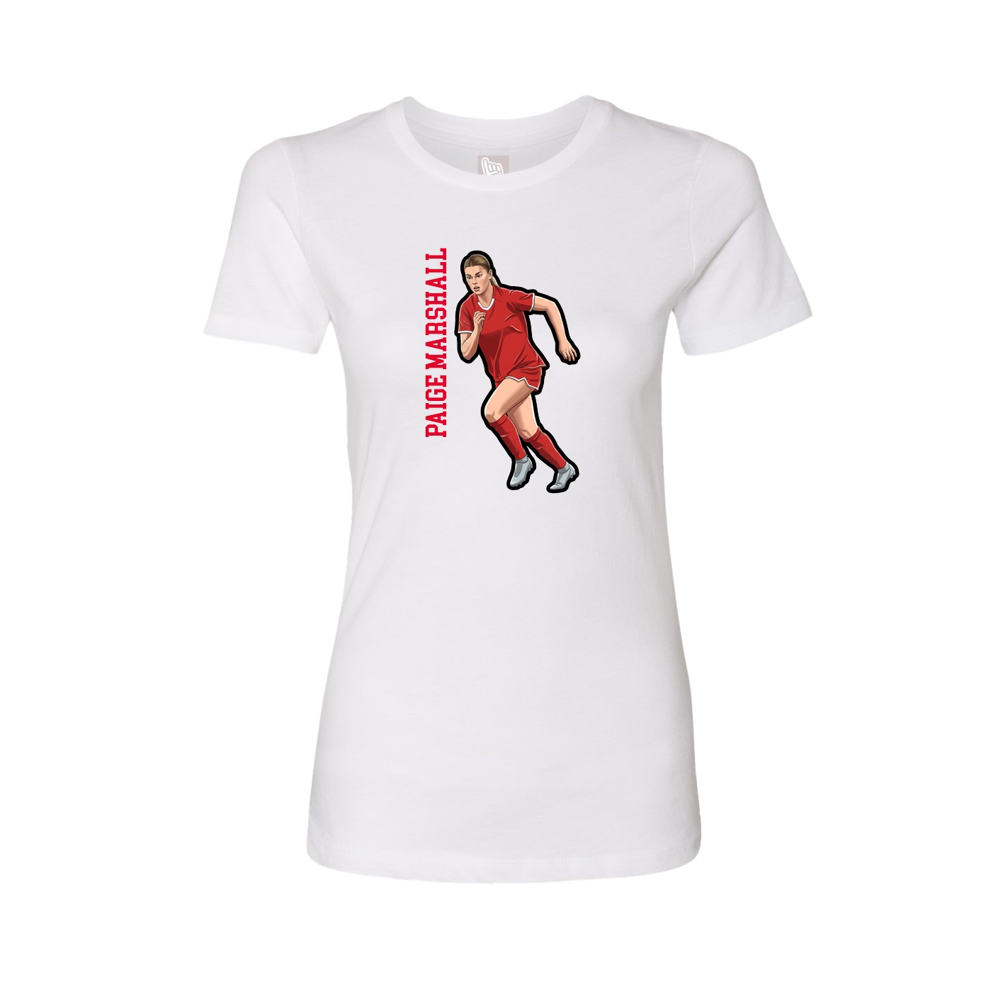 Fitted Women's Tee — Name Vertical in White