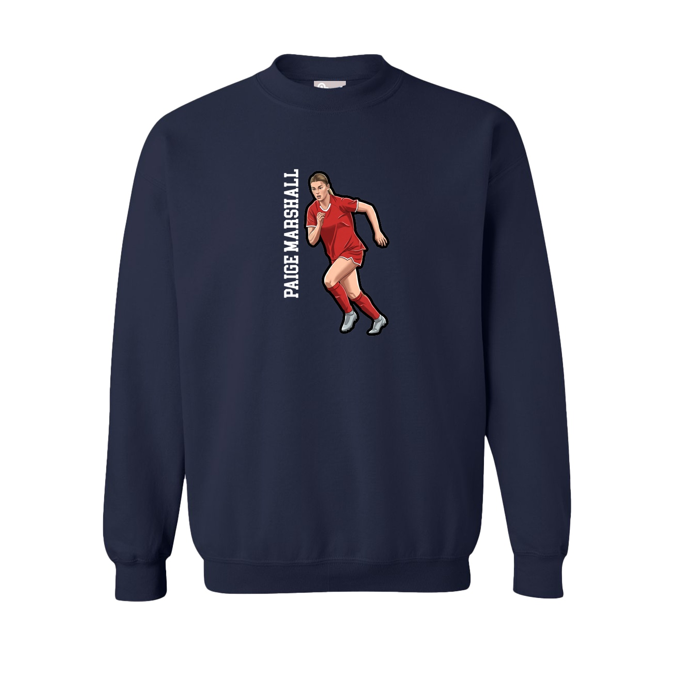 Fleece Crew — Name Vertical in Navy