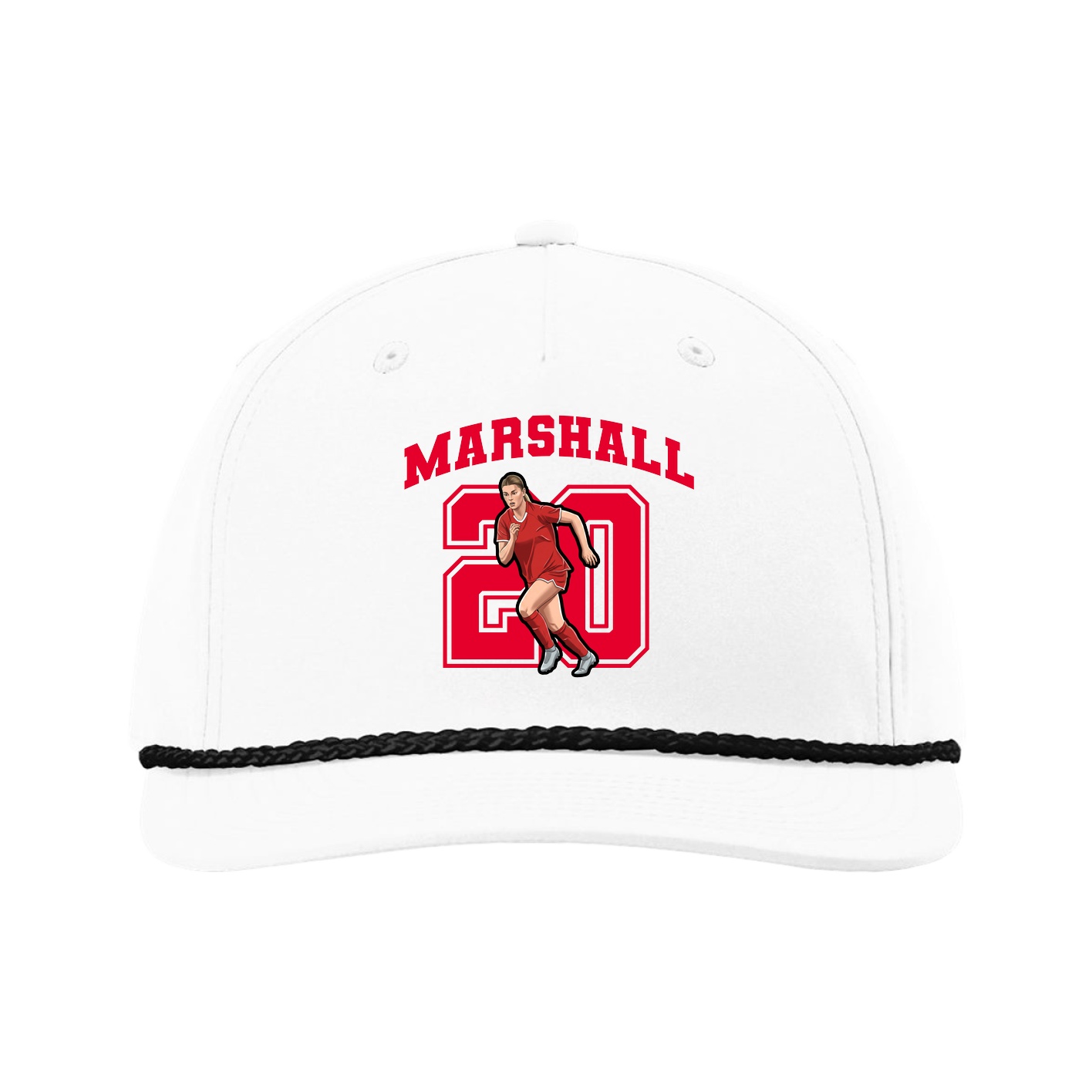 Five-Panel Classic Rope Cap — Number in White