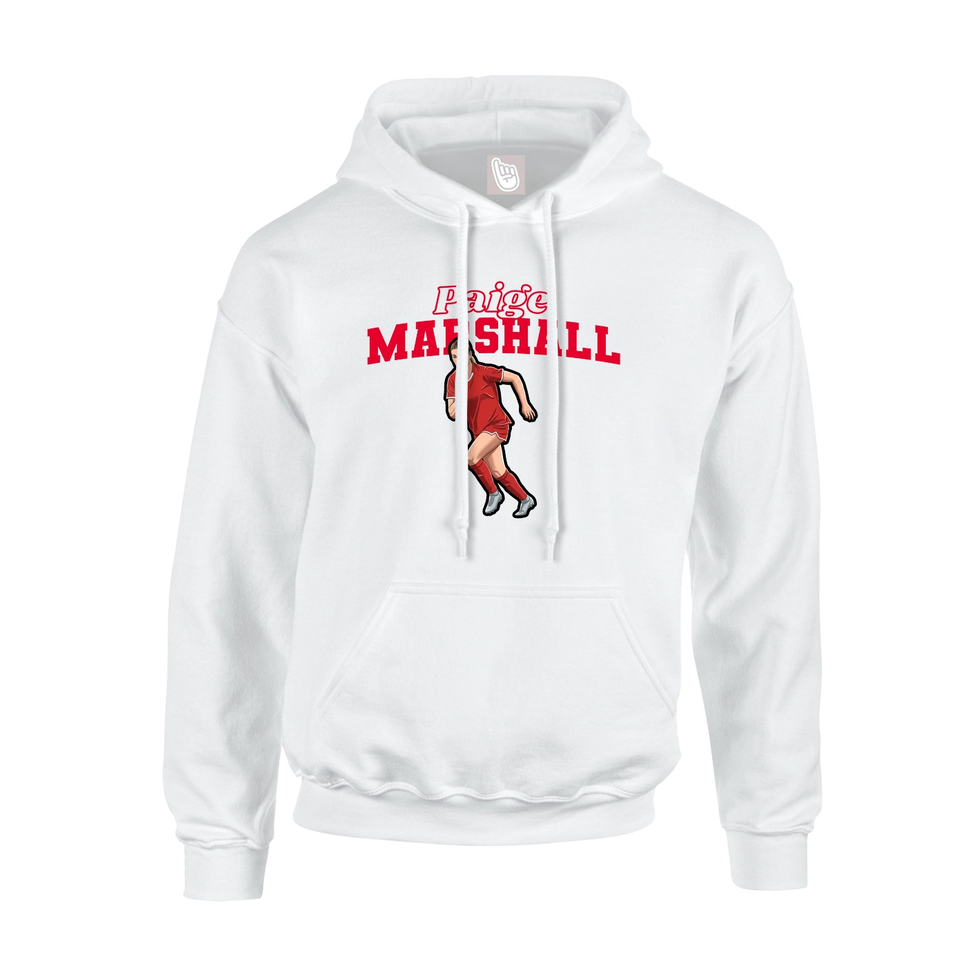 Youth Hoodie — Name Arch in White