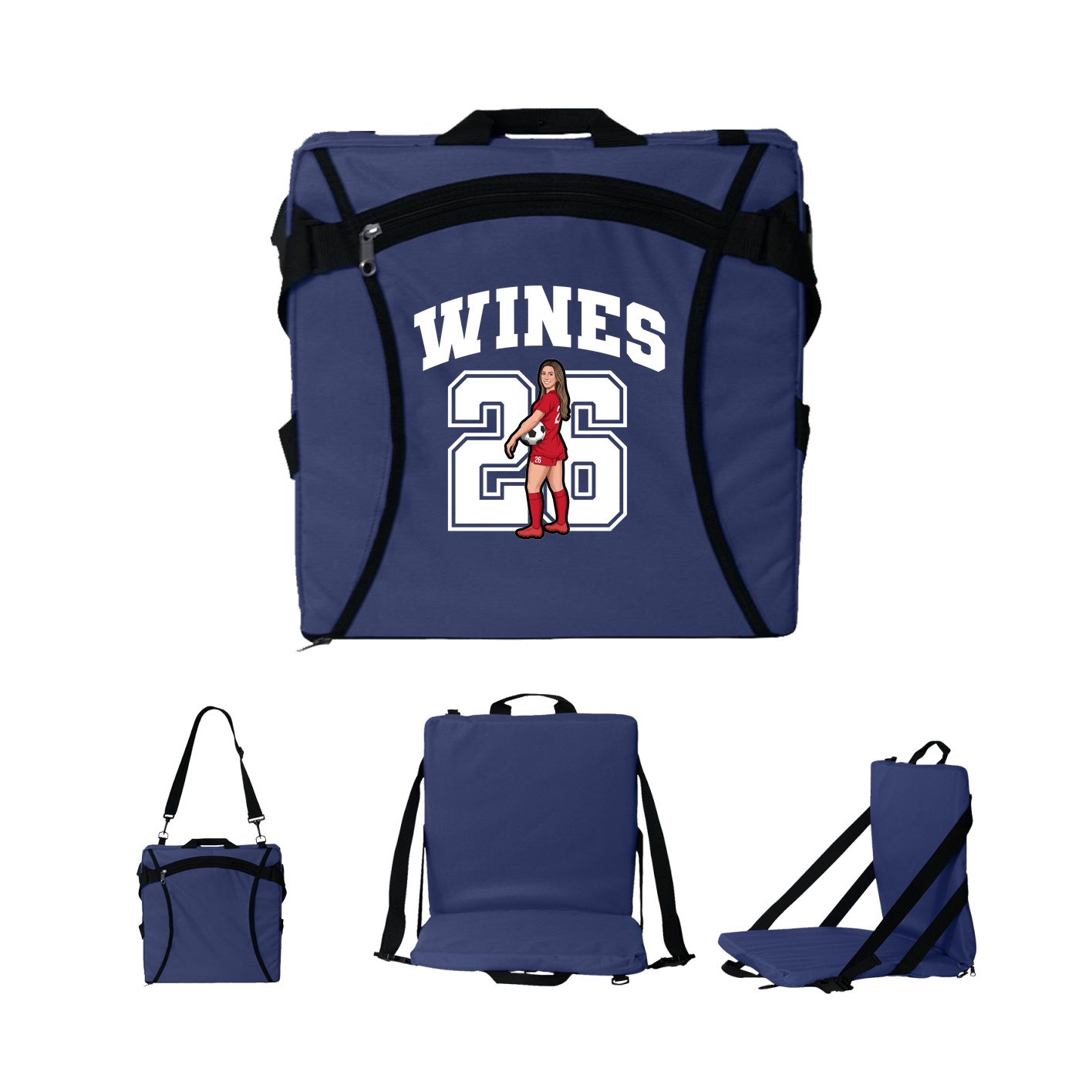 Folding Stadium Seat — Number in Navy