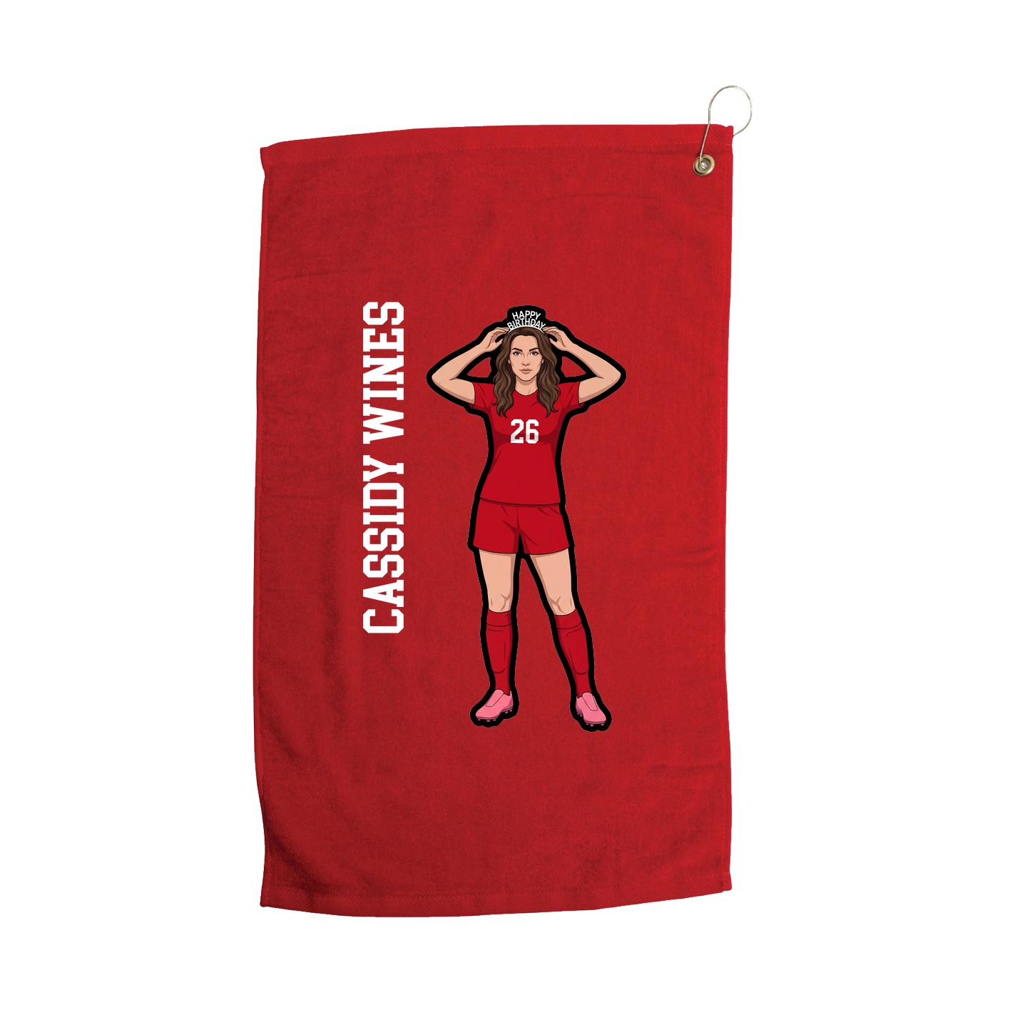 Golf Towel — Name Vertical in Red