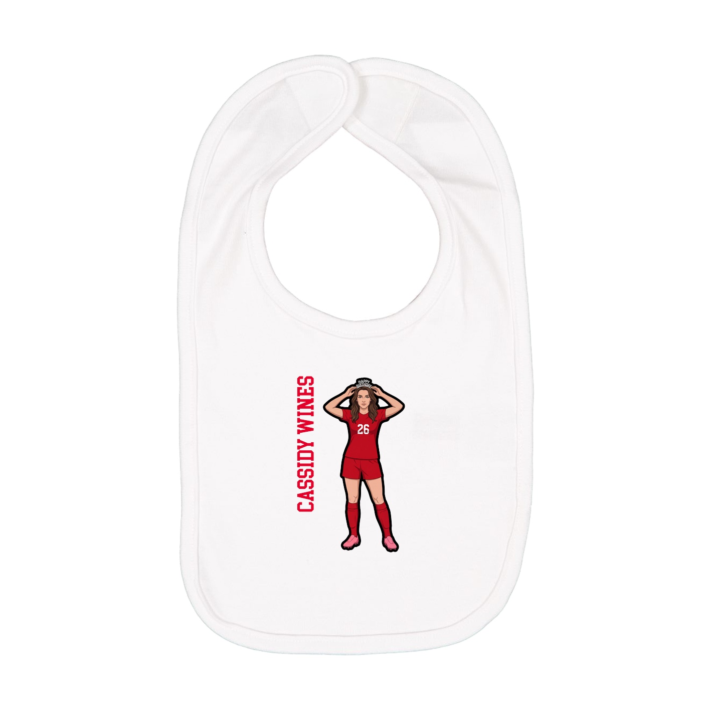 Infant Bib — Name Vertical in White