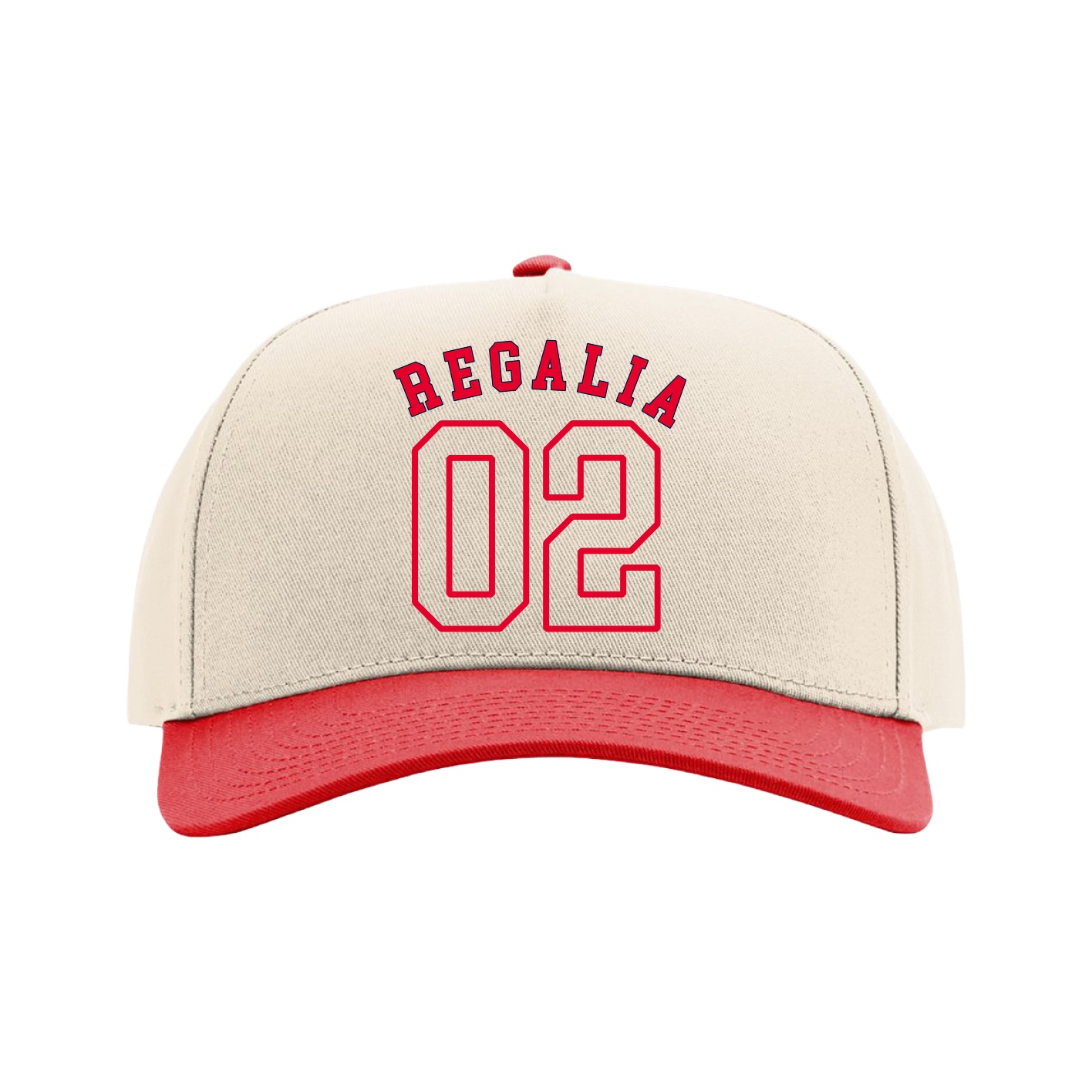Full Fabric Five-Panel Champ Cap — Shirsey Arch in Cream/Red