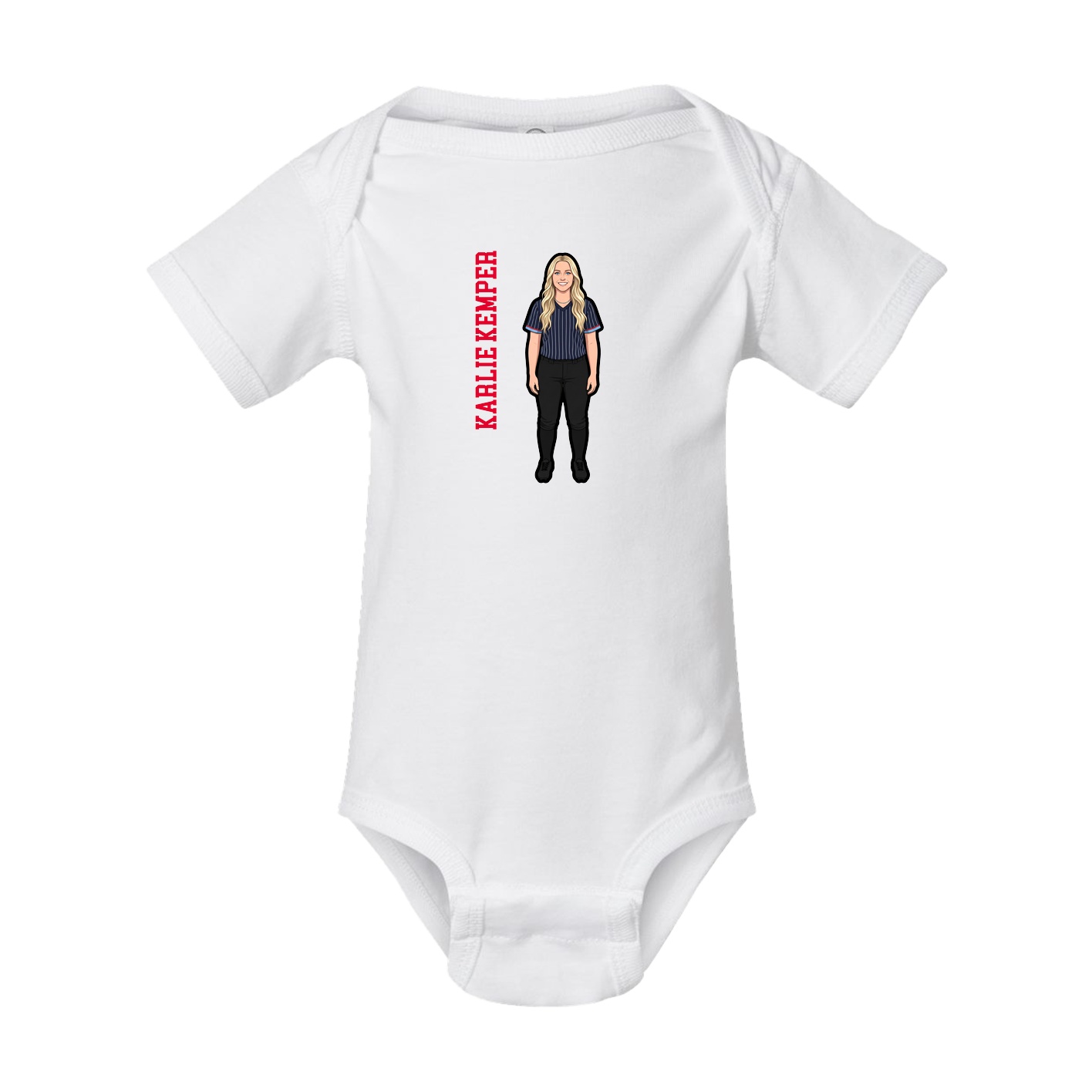 Baby Onesie — Name Vertical in White