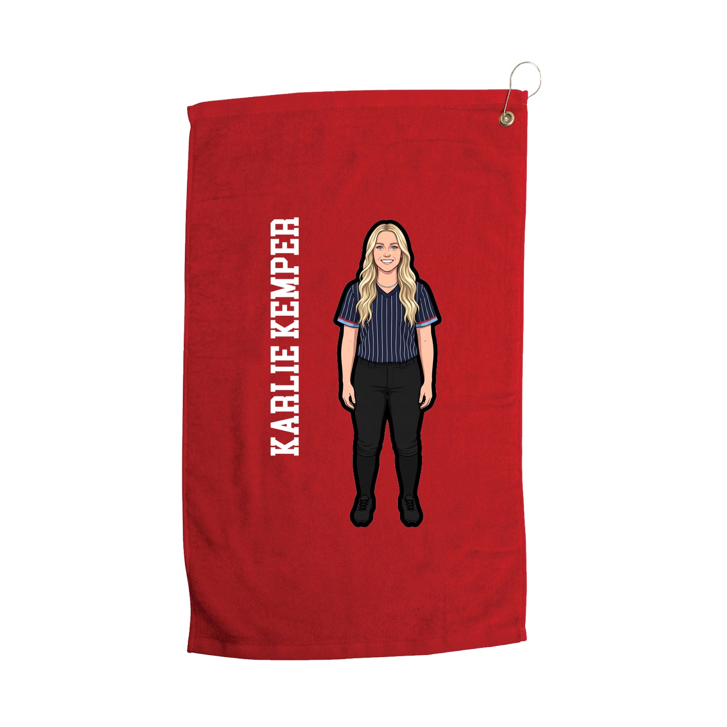 Golf Towel — Name Vertical in Red