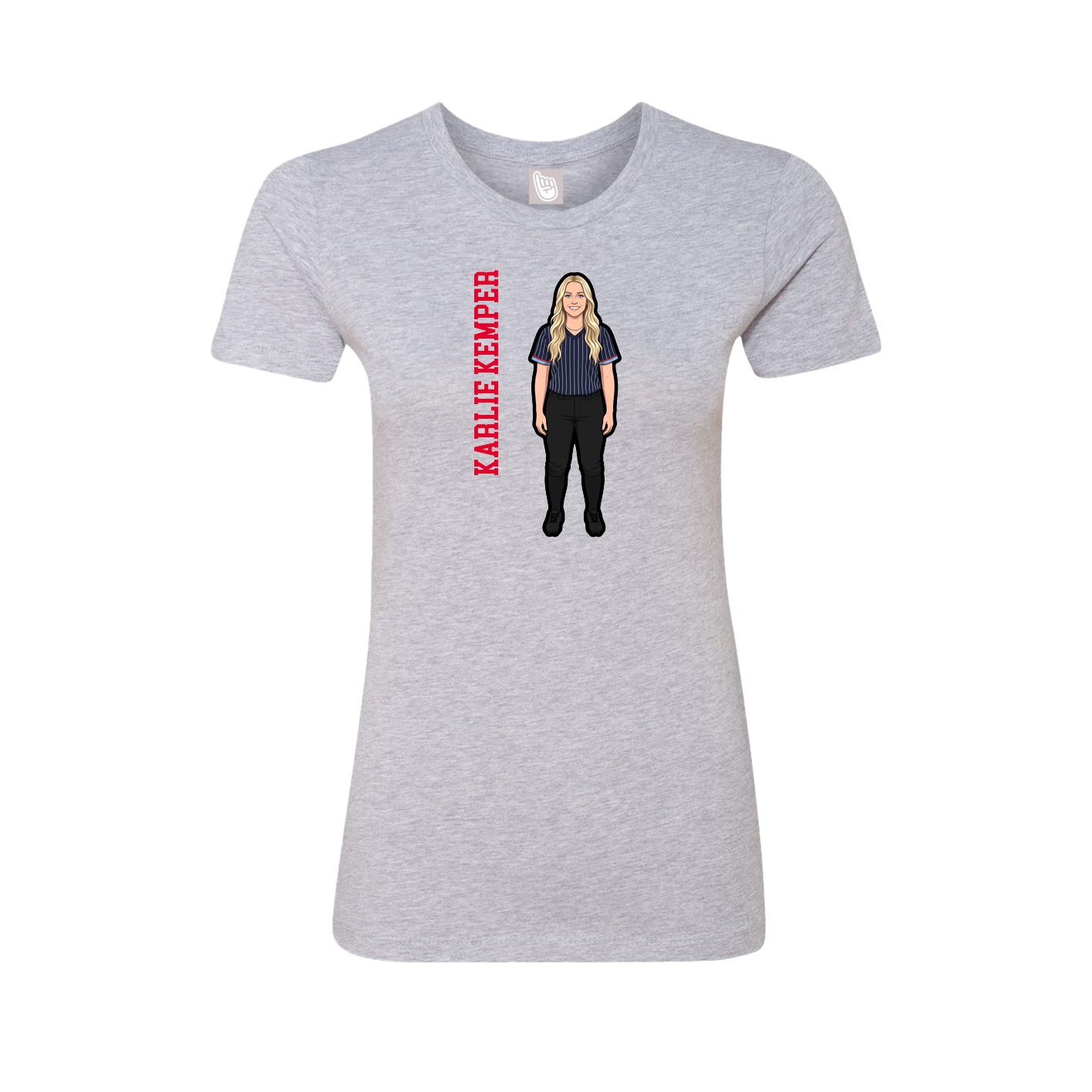 Fitted Women's Tee — Name Vertical in Grey