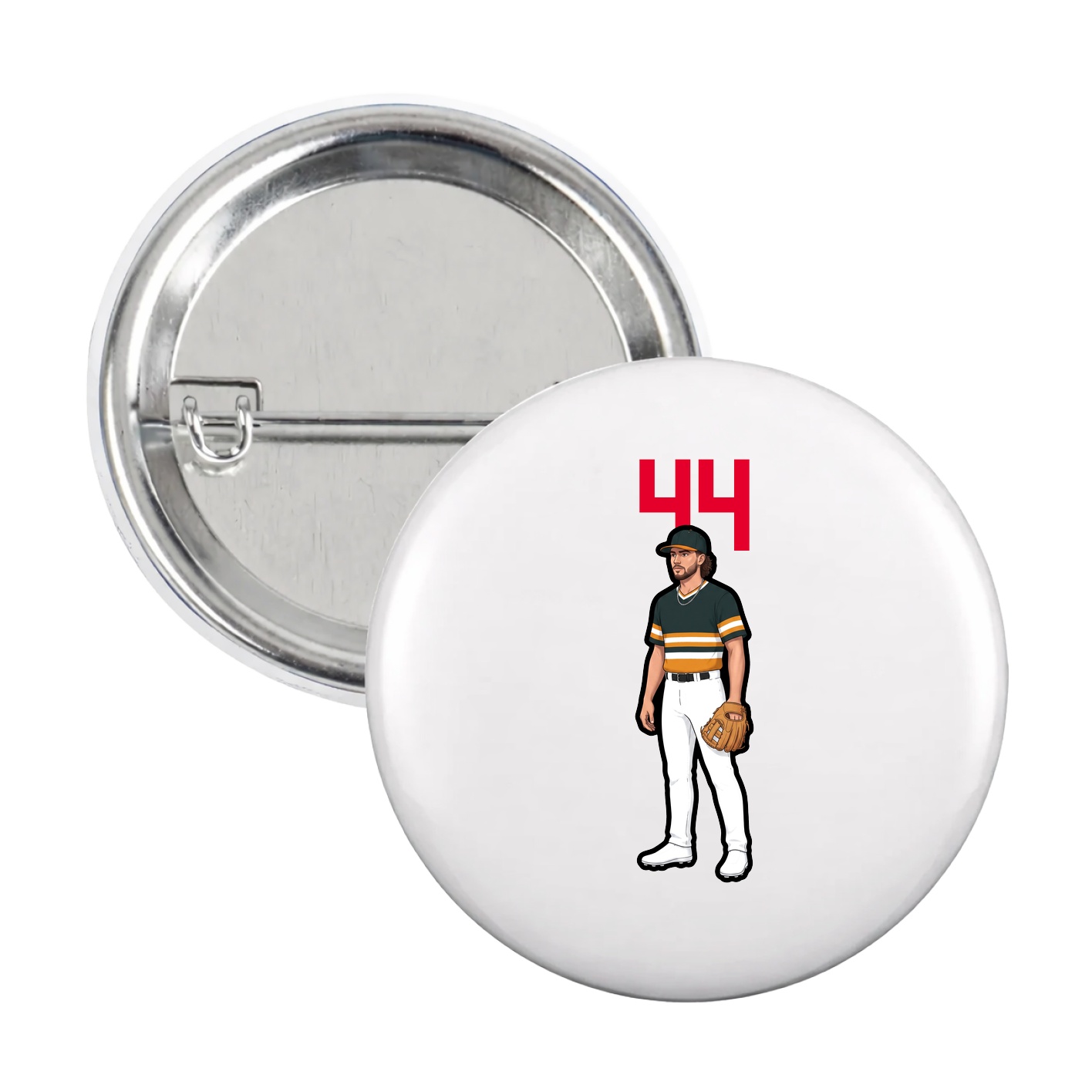 Game Day Button — Number Top in White