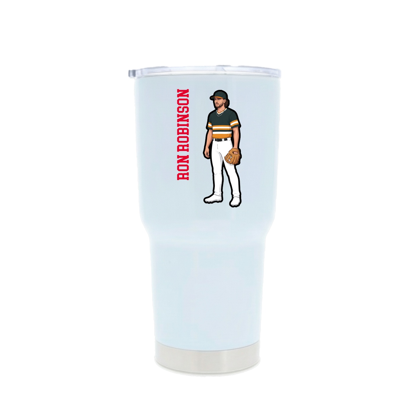 30oz Stainless Steel Tumbler — Name Vertical in White