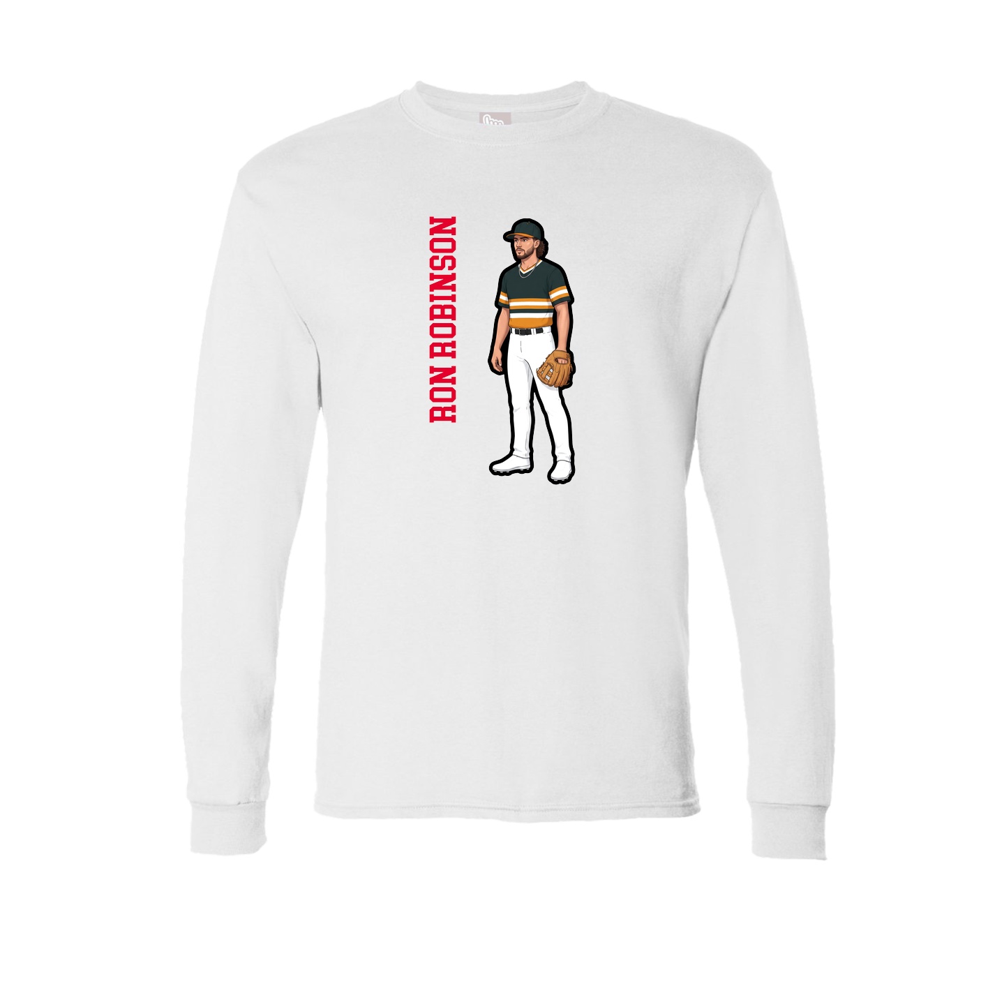 Long Sleeve Tee — Name Vertical in White