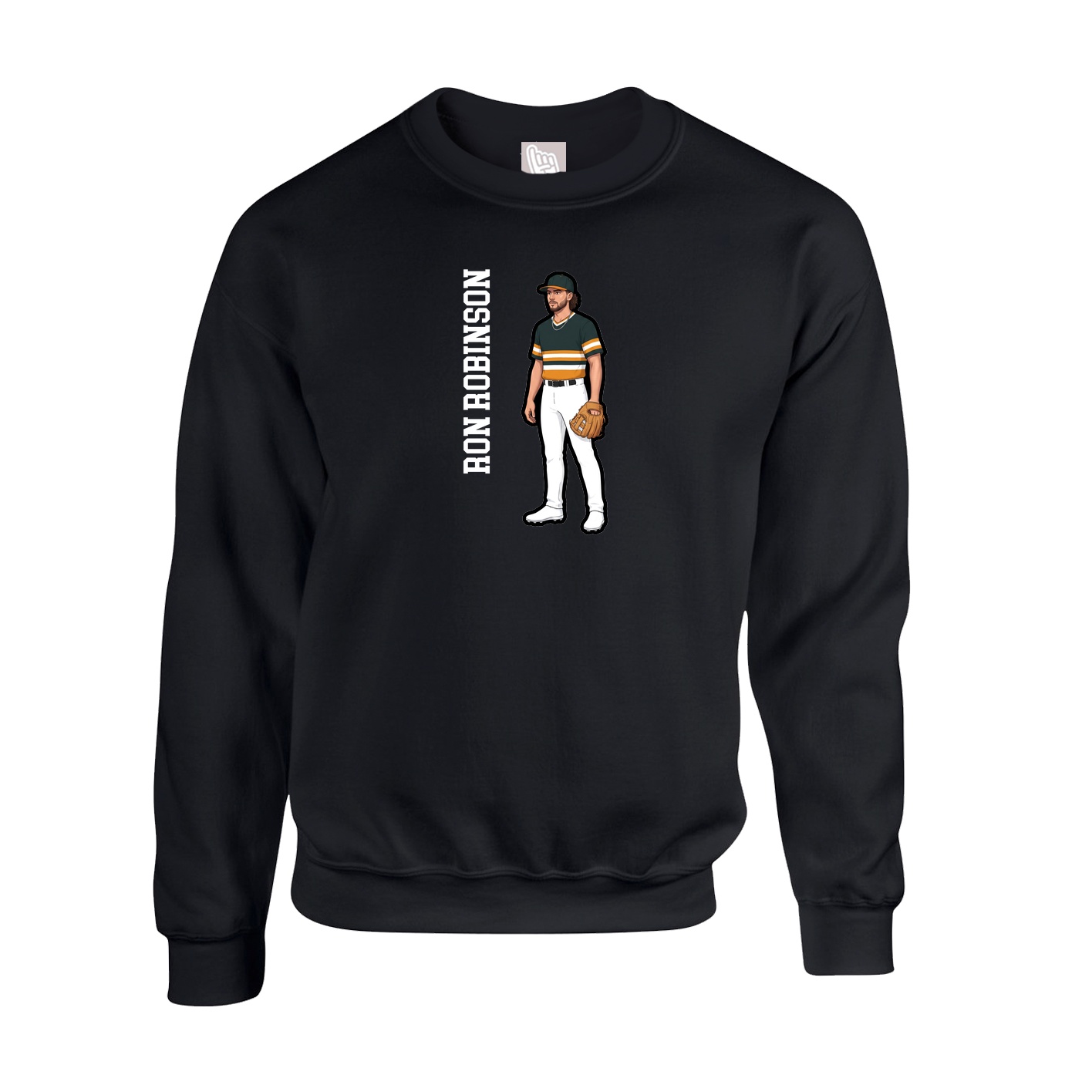Fleece Crew — Name Vertical in Black