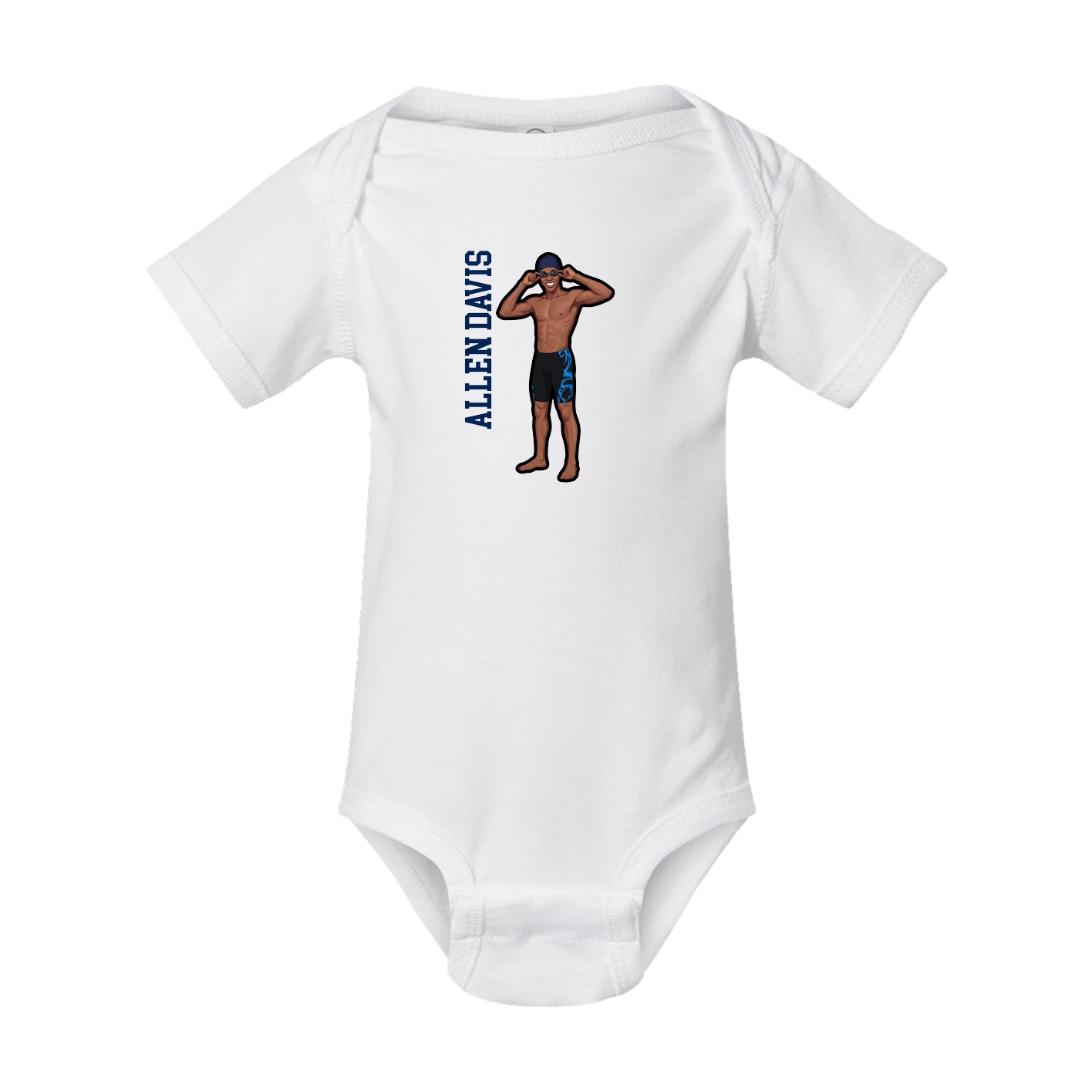 Baby Onesie — Name Vertical in White