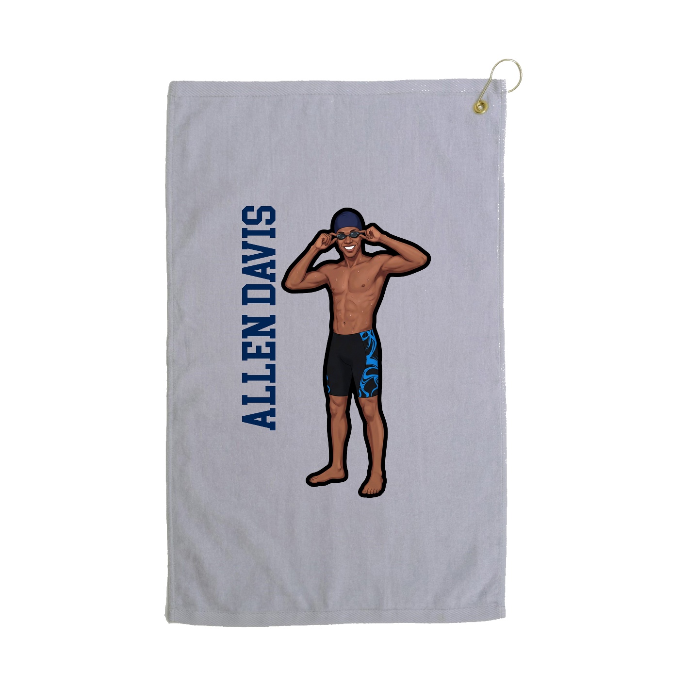 Golf Towel — Name Vertical in Grey