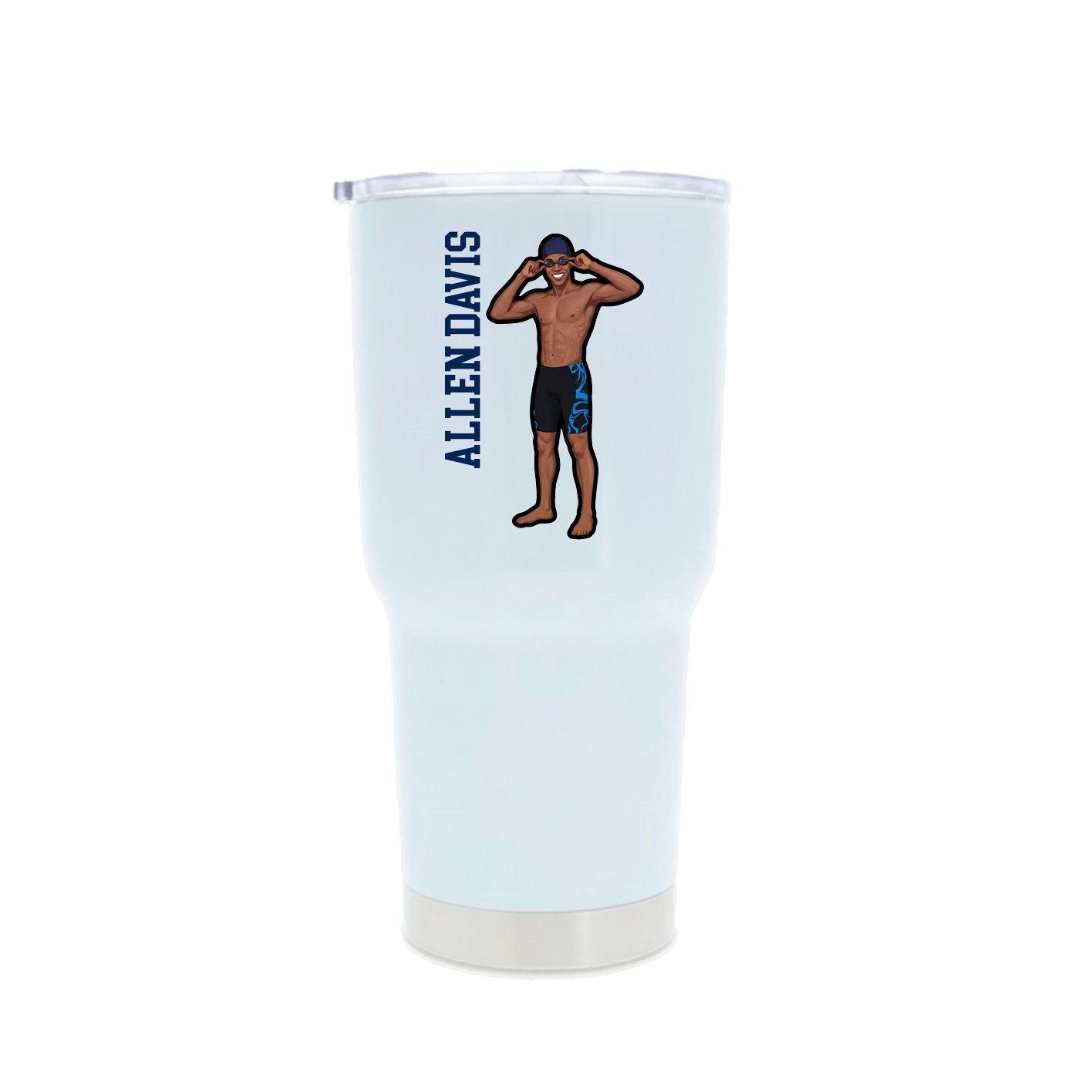30oz Stainless Steel Tumbler — Name Vertical in White