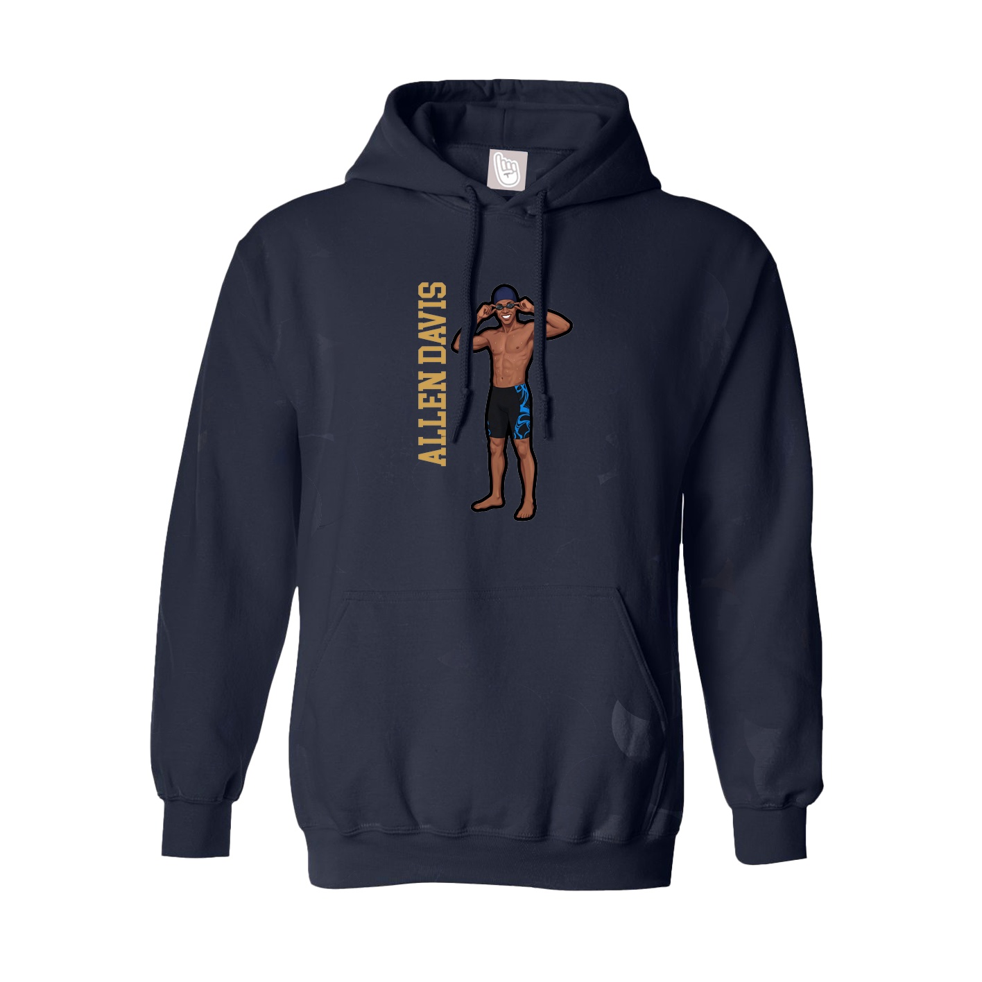 Hoodie — Name Vertical in Navy