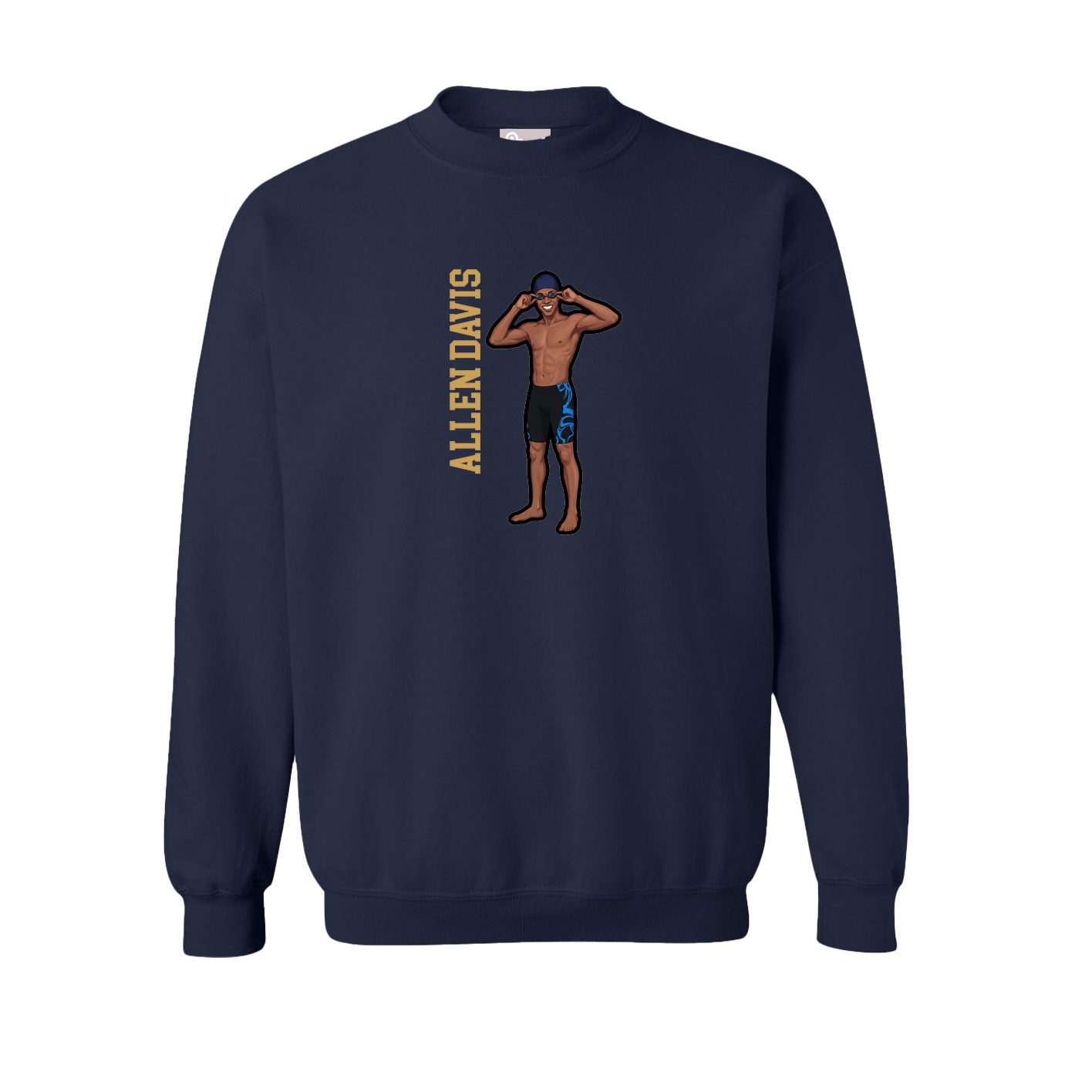 Fleece Crew — Name Vertical in Navy