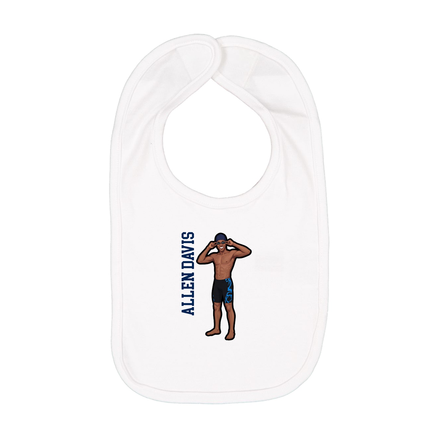 Infant Bib — Name Vertical in White