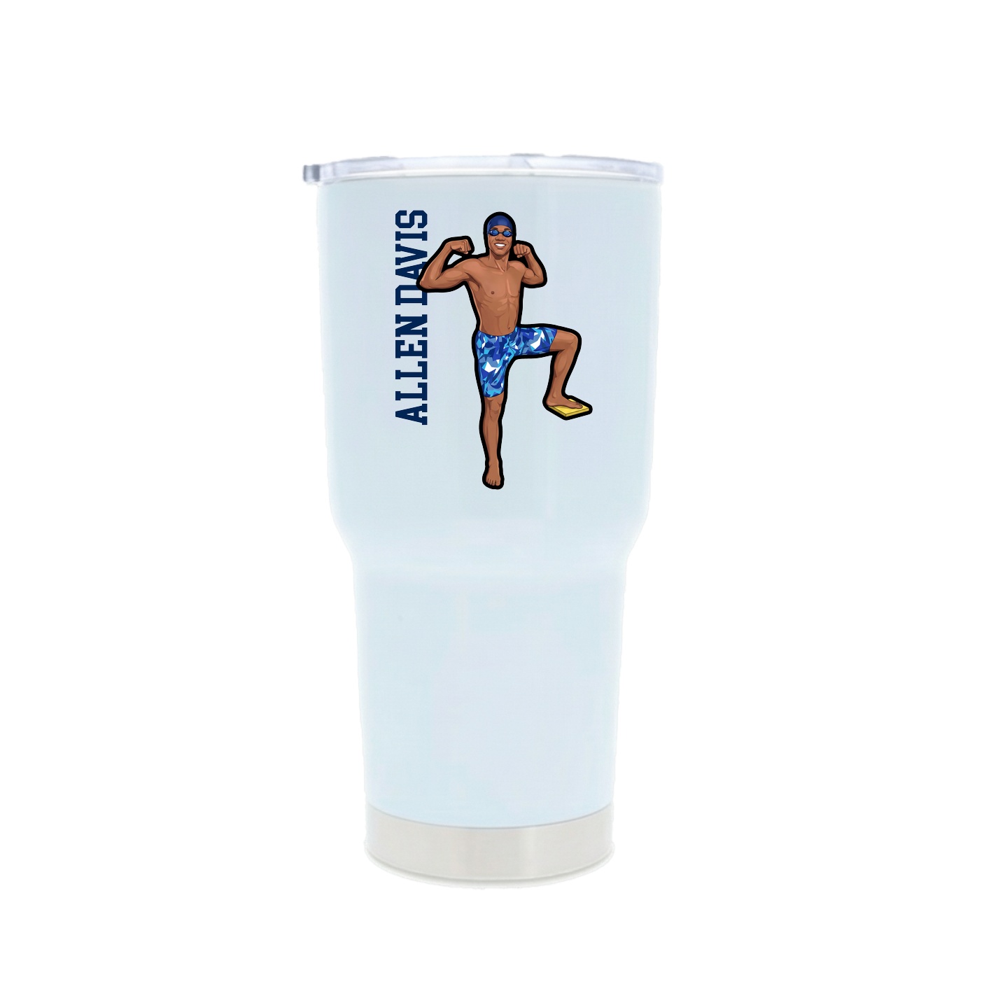 30oz Stainless Steel Tumbler — Name Vertical in White