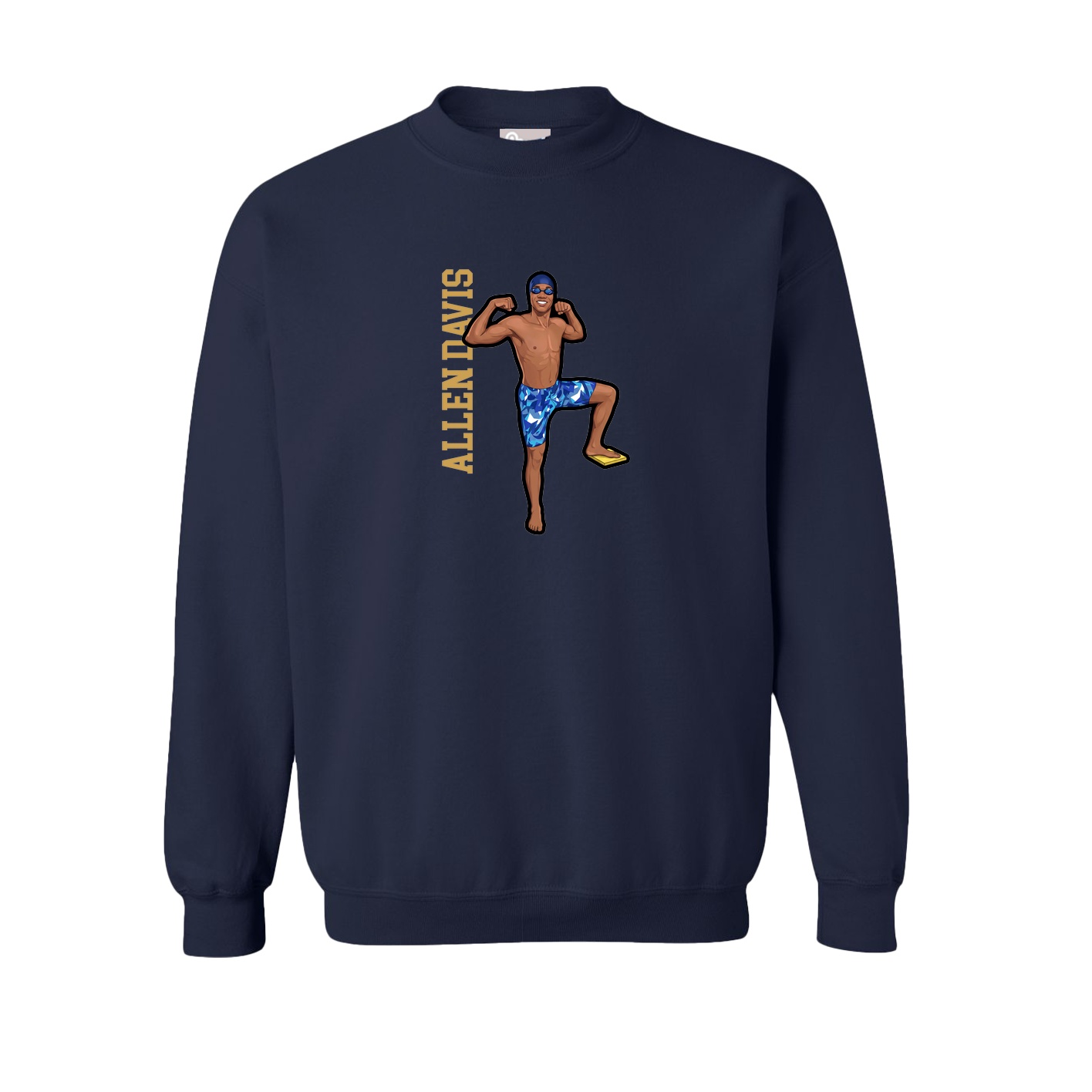 Fleece Crew — Name Vertical in Navy