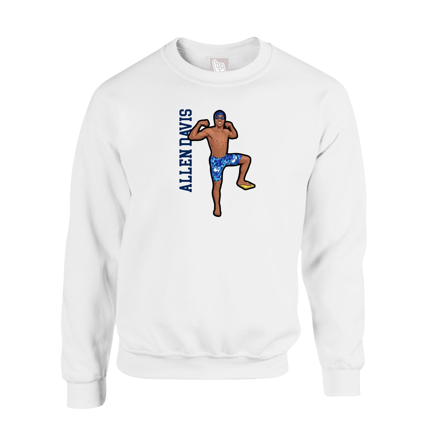 Fleece Crew — Name Vertical in White