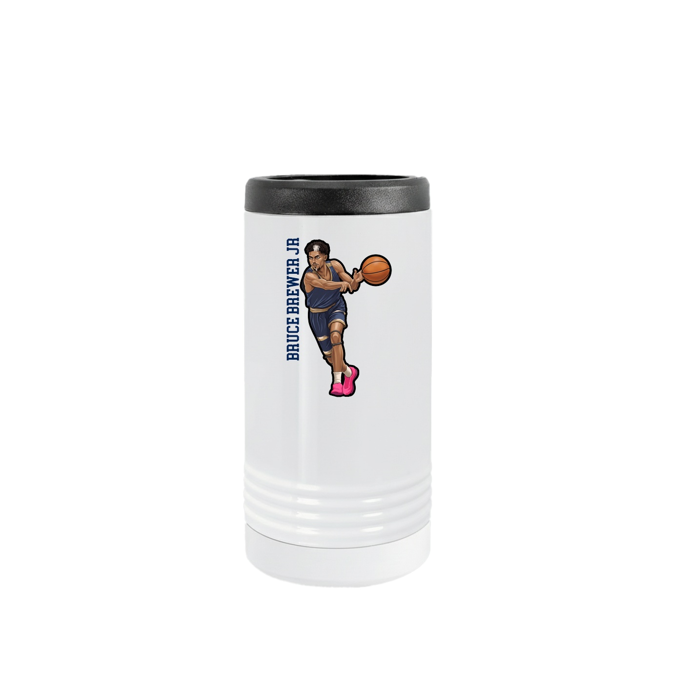 Slim Beverage Holder — Name Vertical in White