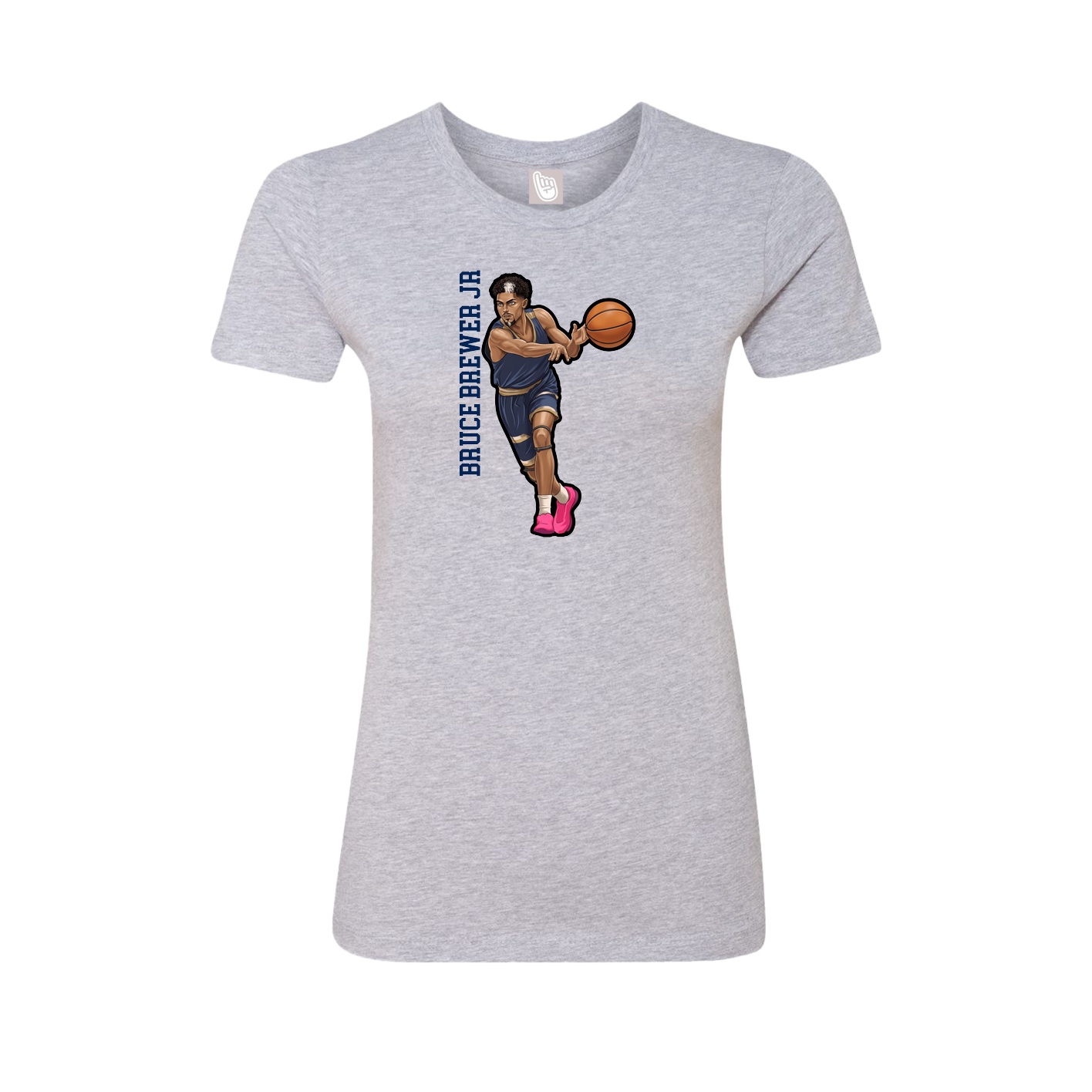 Fitted Women's Tee — Name Vertical in Grey