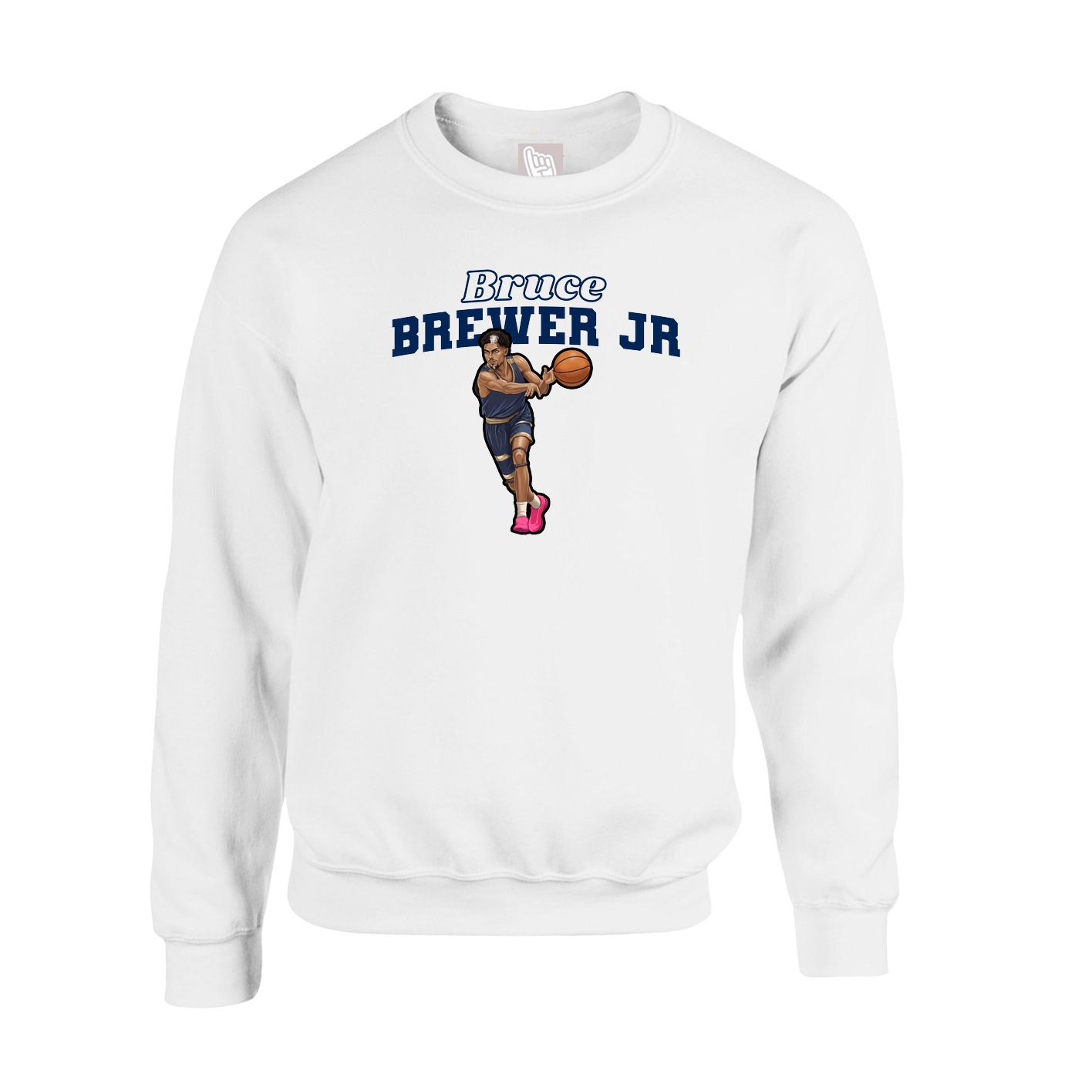 Fleece Crew — Name Arch in White