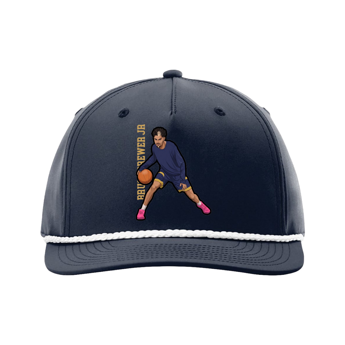 Five-Panel Classic Rope Cap — Name Vertical in Navy