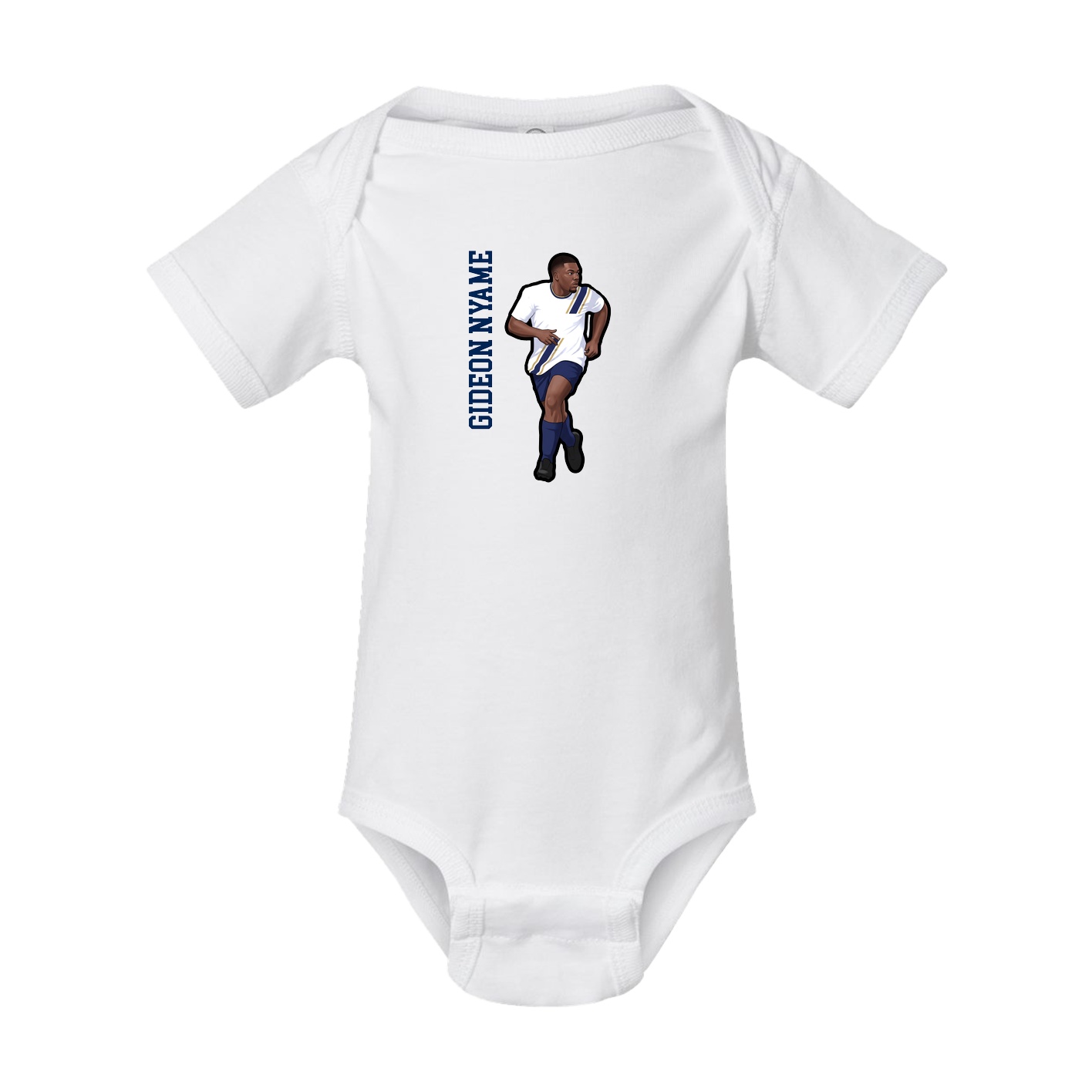 Baby Onesie — Name Vertical in White