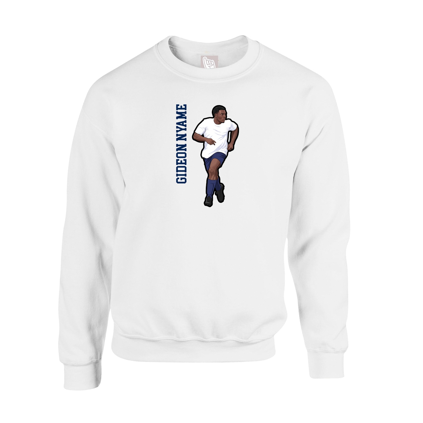Fleece Crew — Name Vertical in White