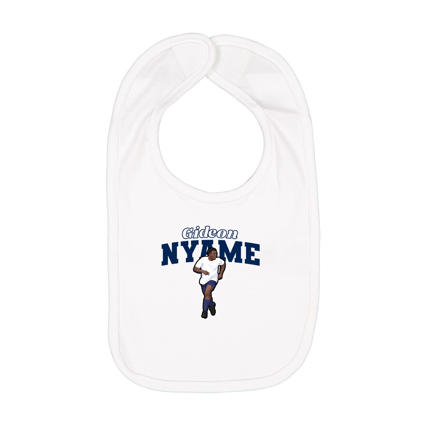 Infant Bib — Name Arch in White