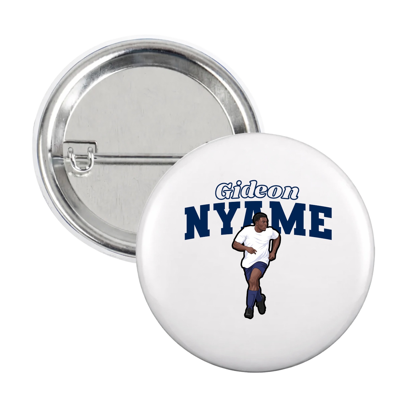 Game Day Button — Name Arch in White