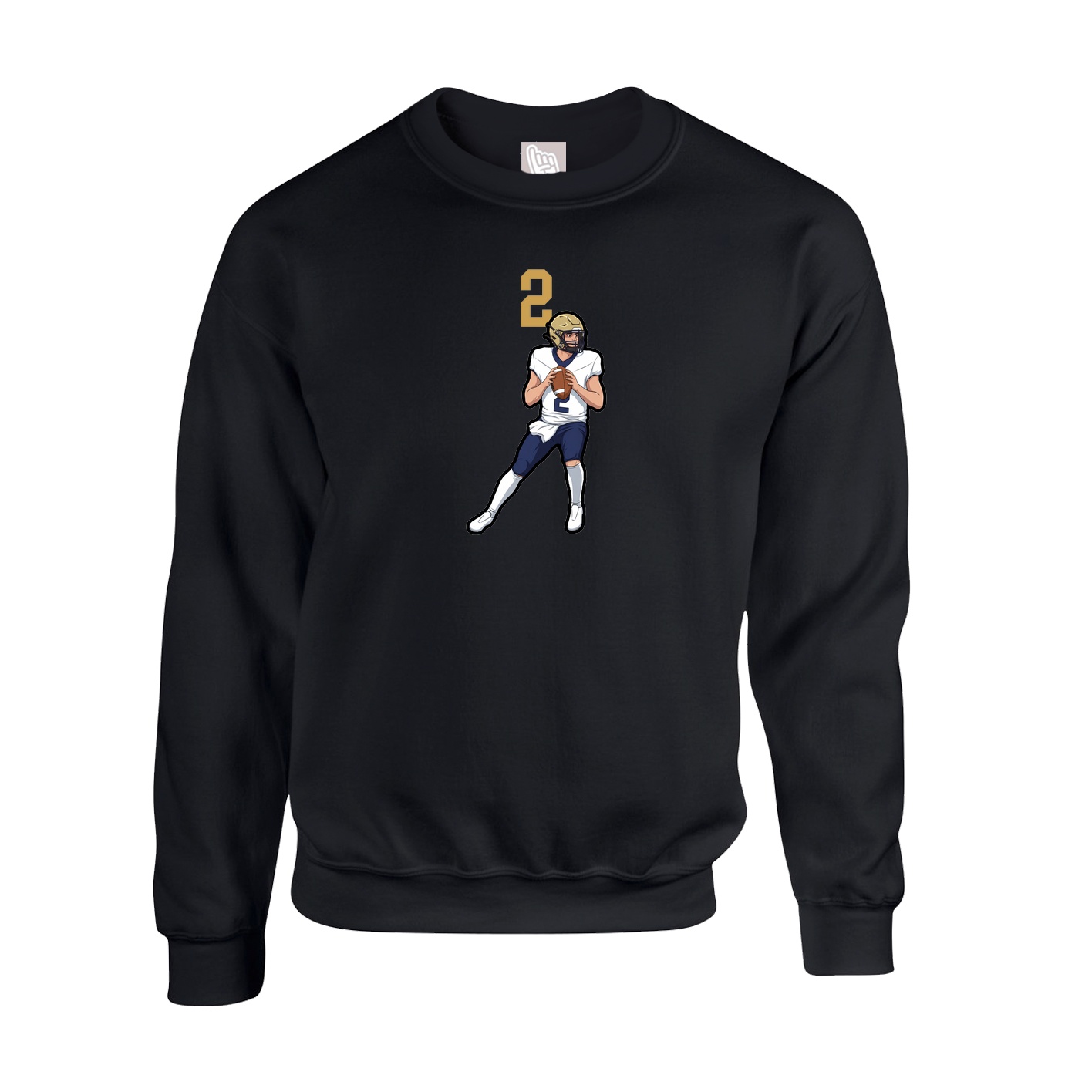 Fleece Crew — Number Top in Black