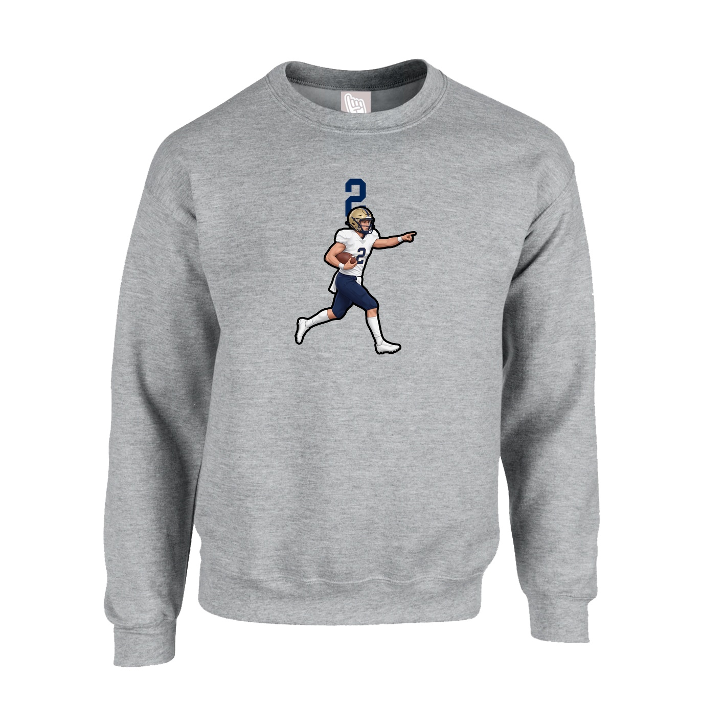 Fleece Crew — Number Top in Grey