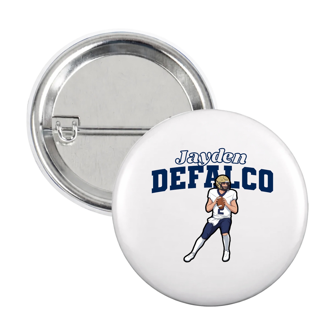Game Day Button — Name Arch in White